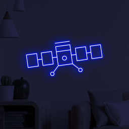 Satellite Neon Sign, Satellite LED Light, Space Satellite Wall Decor, Home Wall Art, Planet Neon Decor, Cafe and Bar Neon Light, Custom Sign
