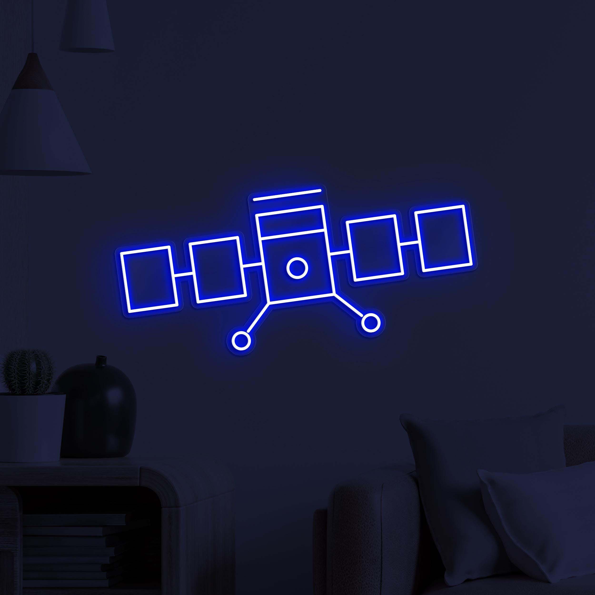 Satellite Neon Sign, Satellite LED Light, Space Satellite Wall Decor, Home Wall Art, Planet Neon Decor, Cafe and Bar Neon Light, Custom Sign