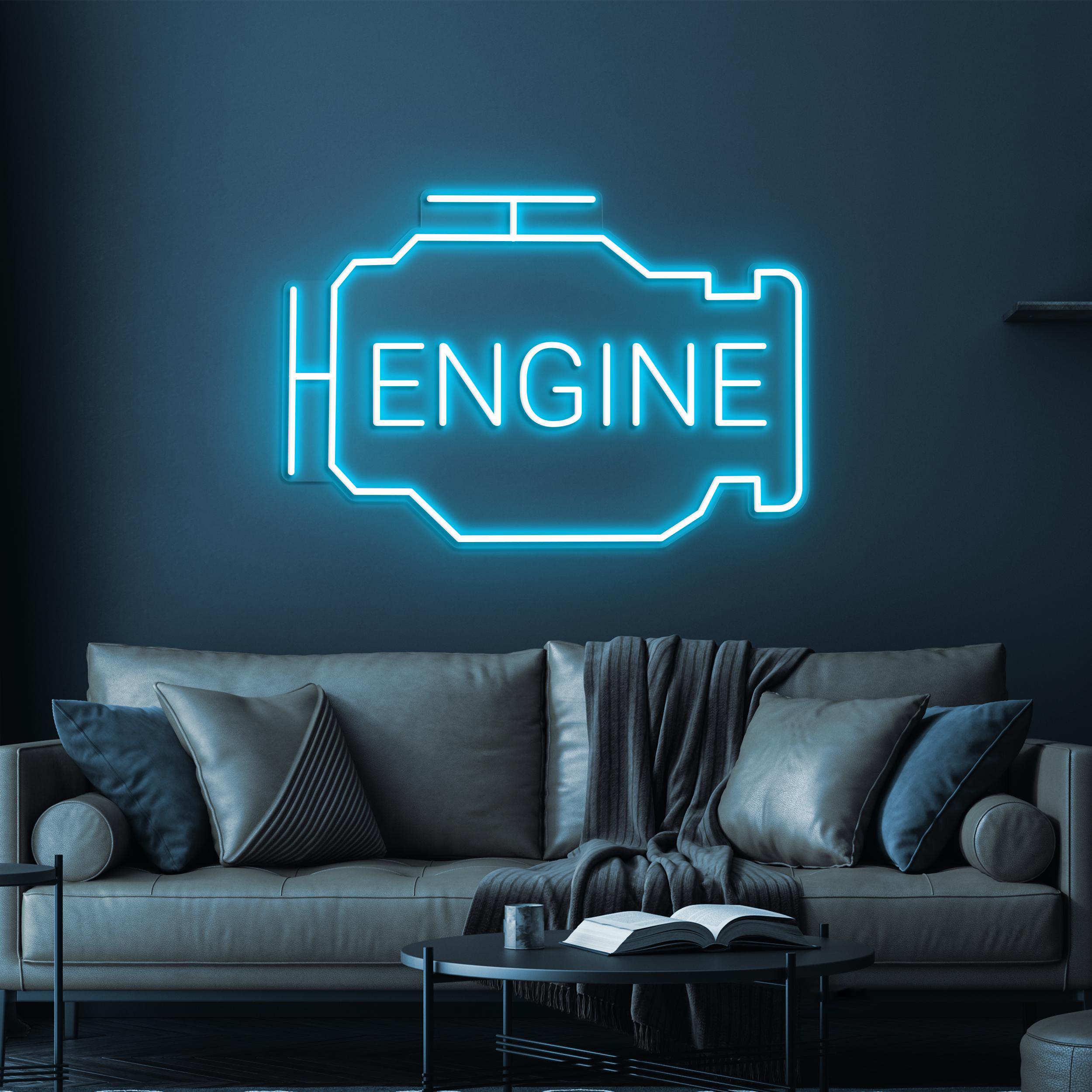 Engine Neon Sign, Engine Led Light, Workshop Wall Decor, Mechanic Neon Art, Car Engine Neon Sign, Birthday Gift For Dad, Garage Wall Decor