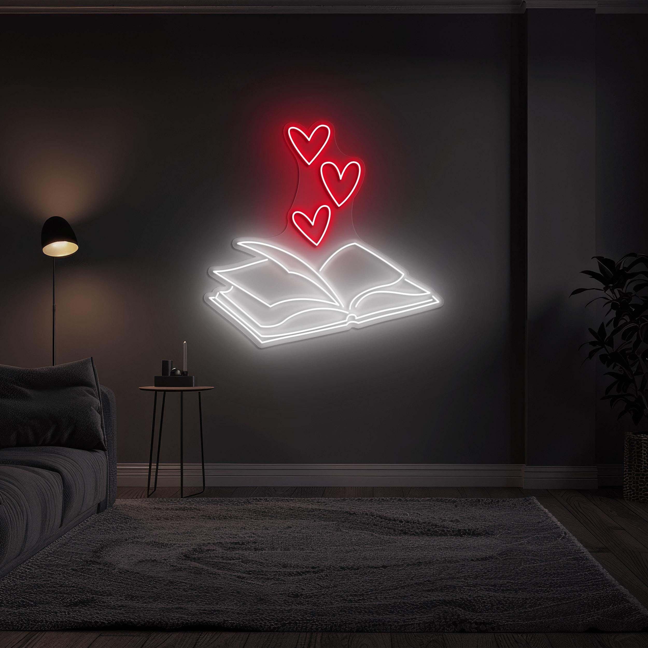 Book Hearts Neon Sign, Book Hearts LED Light, Hearts Neon Art, Book Hearts Wall Decor, Book Lovers Gift, Library Wall Art, Book Store Decor
