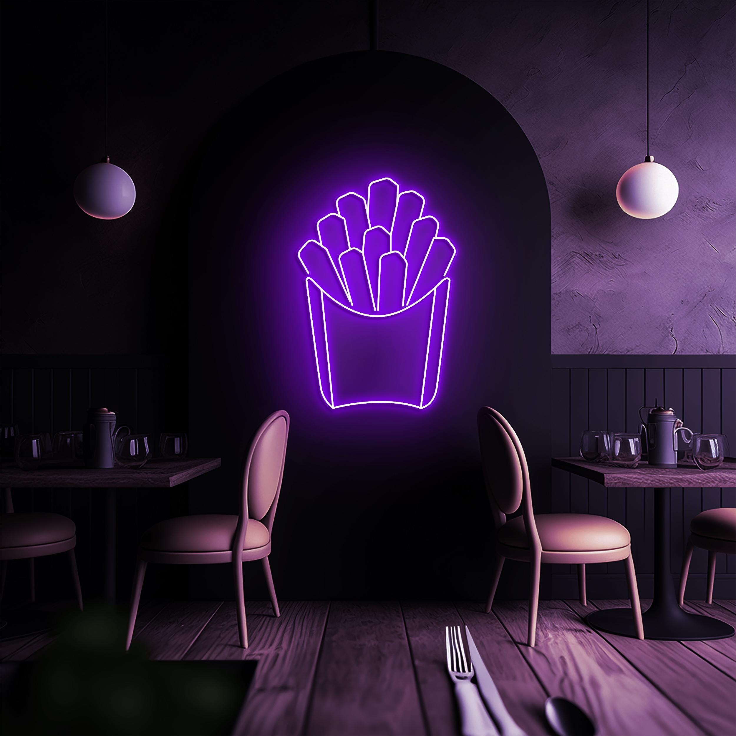 Fries Neon Sign, Fries LED Light, French Fries LED Neon Art, Kitchen Wall Decor, Fast Food Restaurant Wall Art, Fries Shop Decor, Fries love