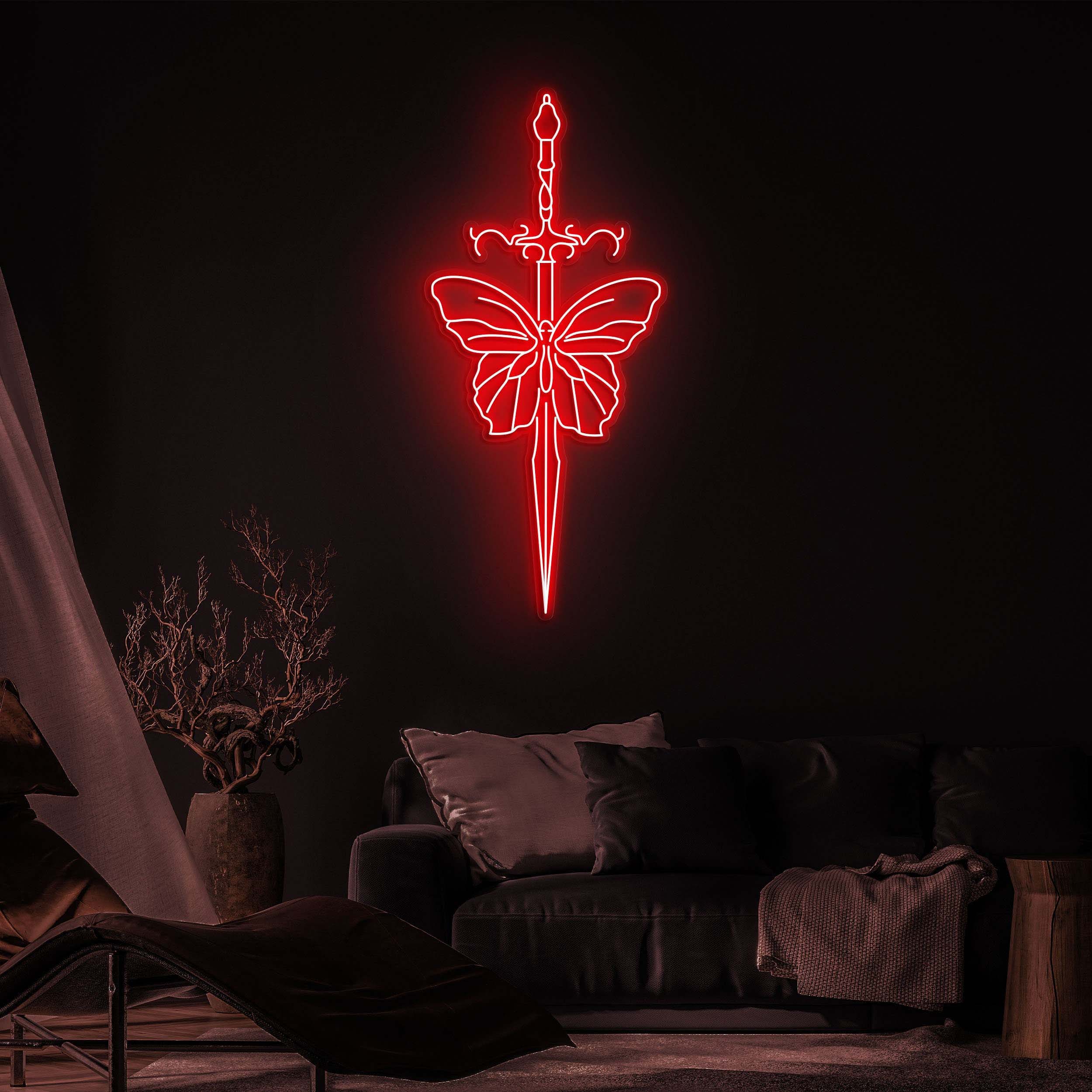 Sword Butterfly Neon Sign, Sword Neon Light, Butterfly LED Decor for Home, Dorm, Kids Room or Office, Wall Art, Sword Neon Sign, Gift Idea