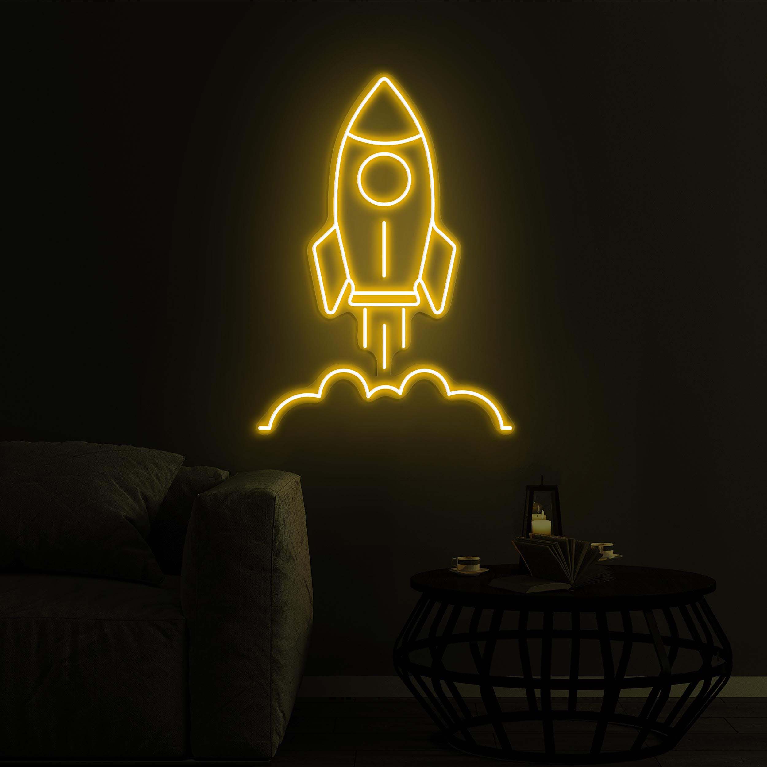 Rocket Neon Sign, Rocket LED Light, Spaceship Wall Art, Spacecraft Sign, Decor for Home, Kid's Room, Gaming Room, Shops, Rocket Hanging Art
