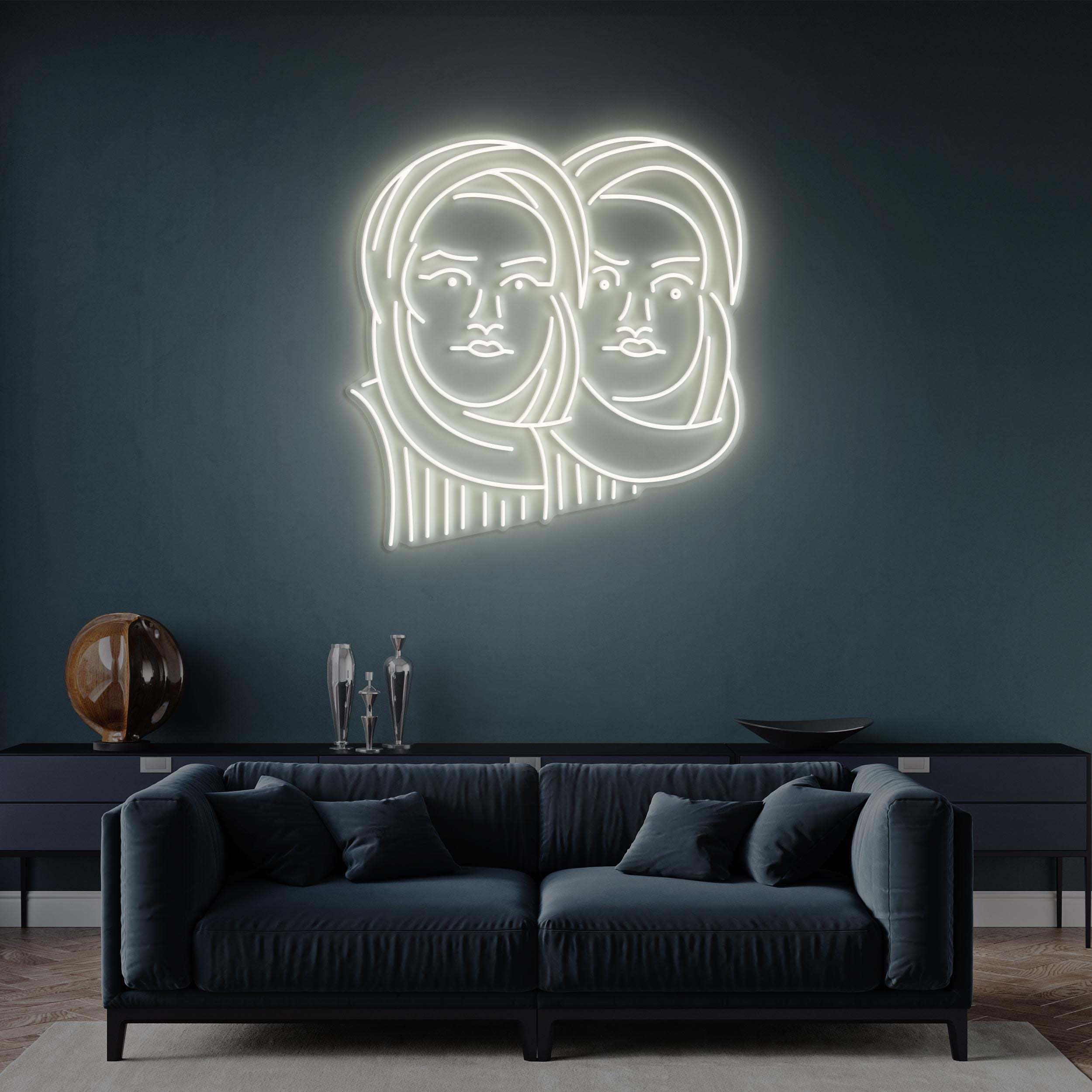 Twin Faces Neon Sign, Twin Faces LED Light, Twin Faces LED Neon Art, Double Vision Wall Art, Home Wall Decor, Custom Twin Face Neon Sign