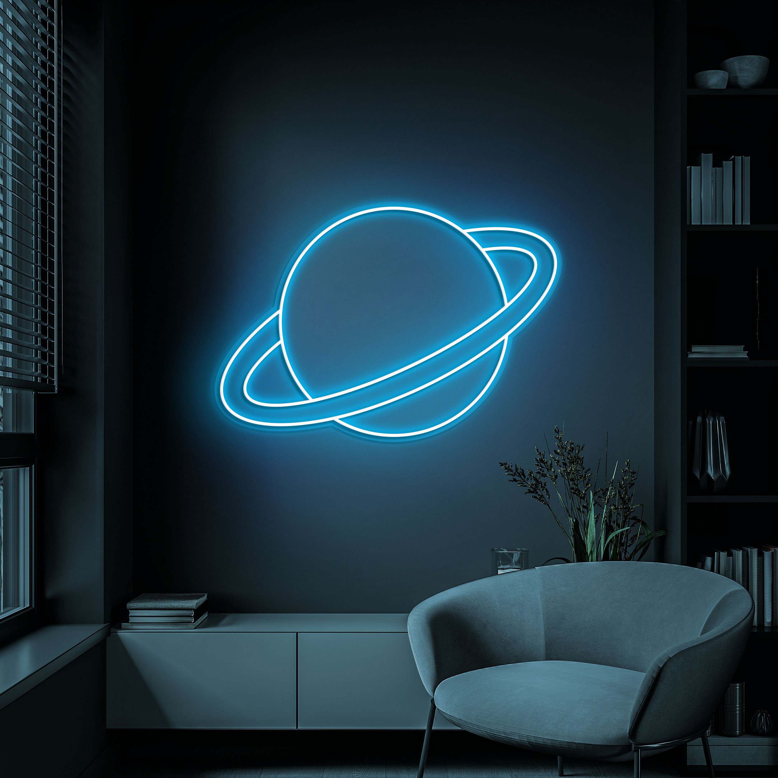 Saturn Planet Neon Sign, LED Space Decor, Planet Led Wall Art, Saturn Neon Light for Kids' Room, Bedroom, Home Decor, Gift for Space Lovers
