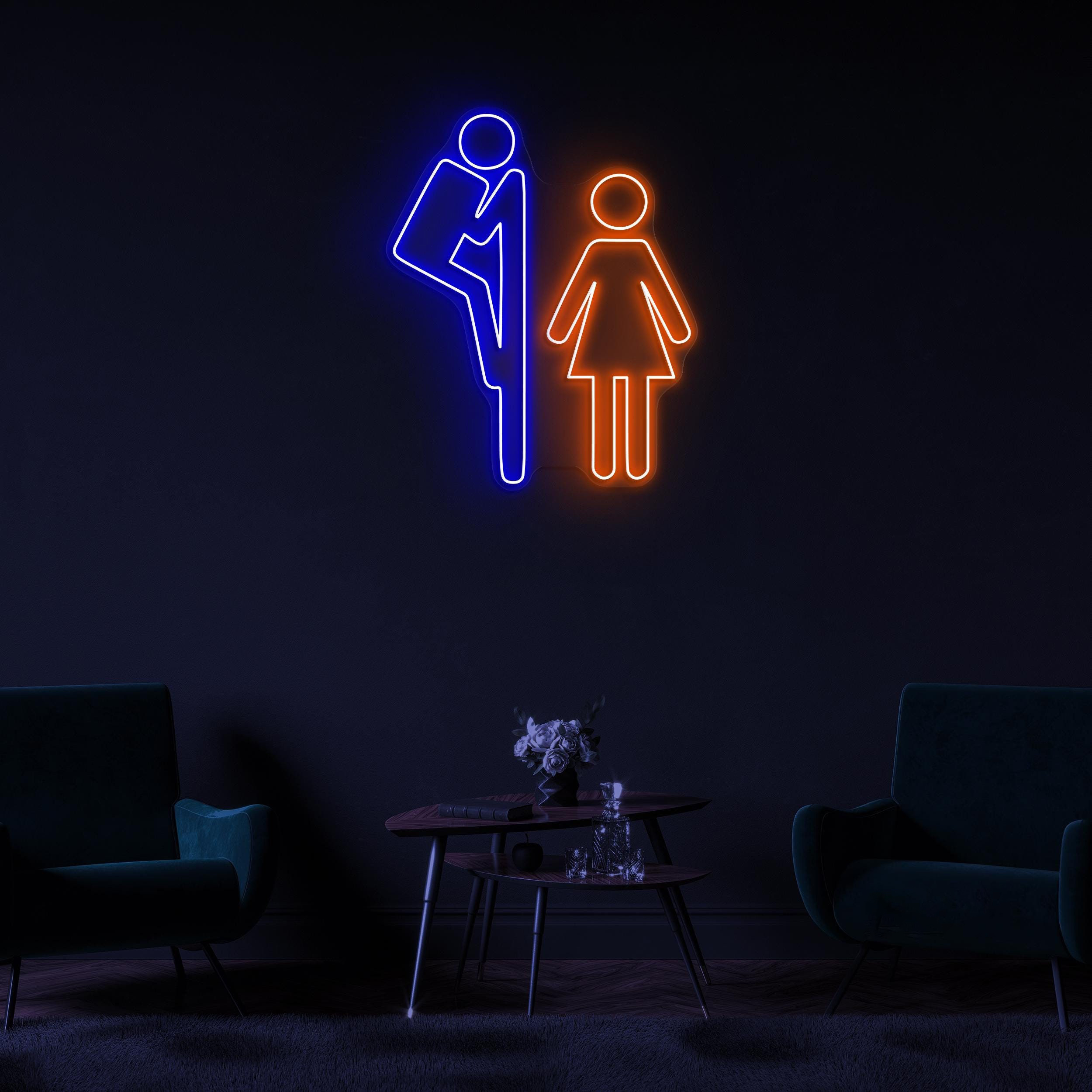Man and Women Neon Sign, Man & Women LED Light, Toilet Wall Decor, Bathroom Wall Art, Toilet Logo LED Light, Restroom Neon Art, Led Sign
