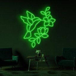 Hummingbird and Flowers Neon Sign, Hummingbird and Flowers LED Light, Flying Bird Neon Art, Garden Wall Decor, Nursery Room Neon Light, Gift