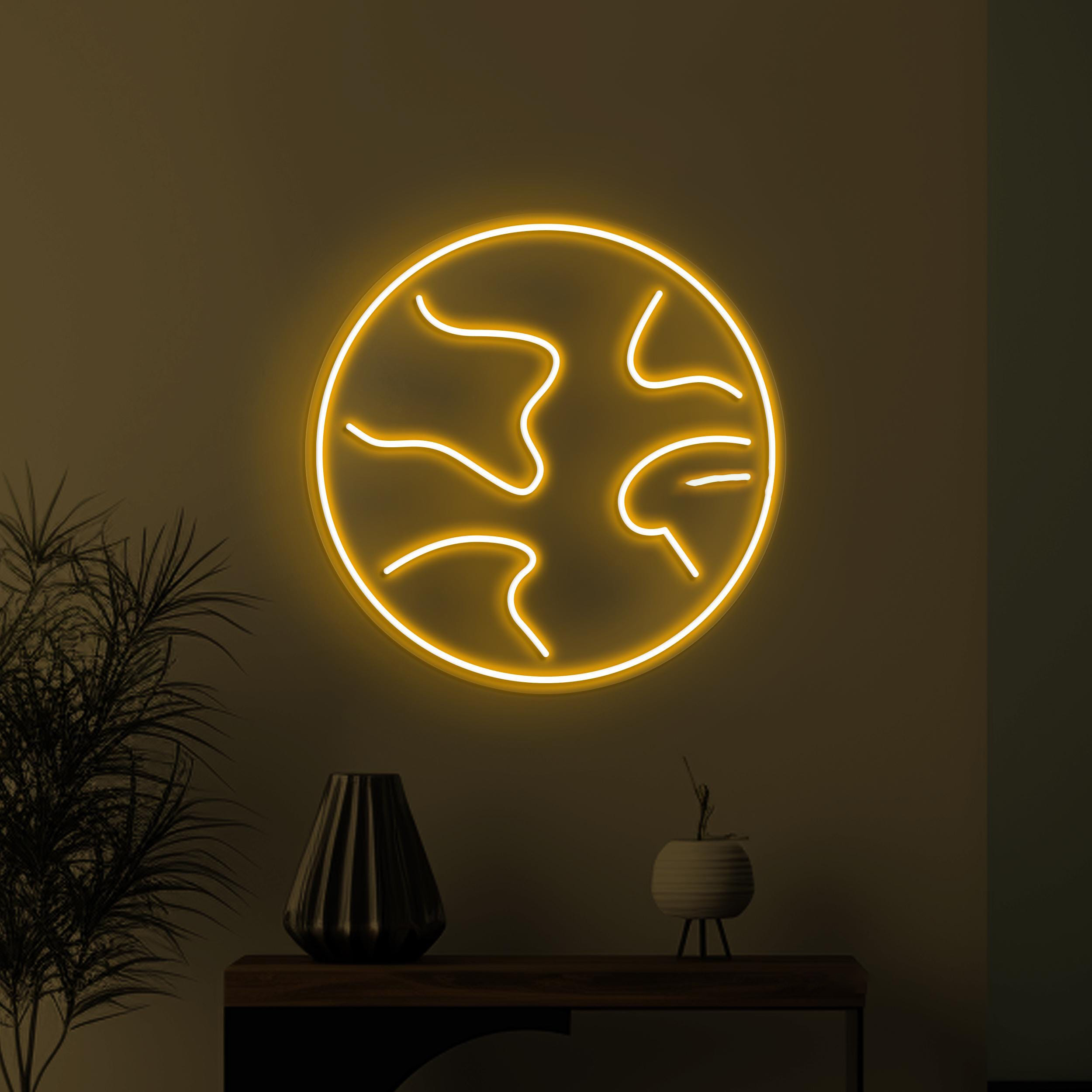 Earth Neon Sign, Earth LED Neon Art, Global Neon Light, World Travel Wall Decor, Planet Neon Decor, Home Wall Art, Custom Earth Led Light