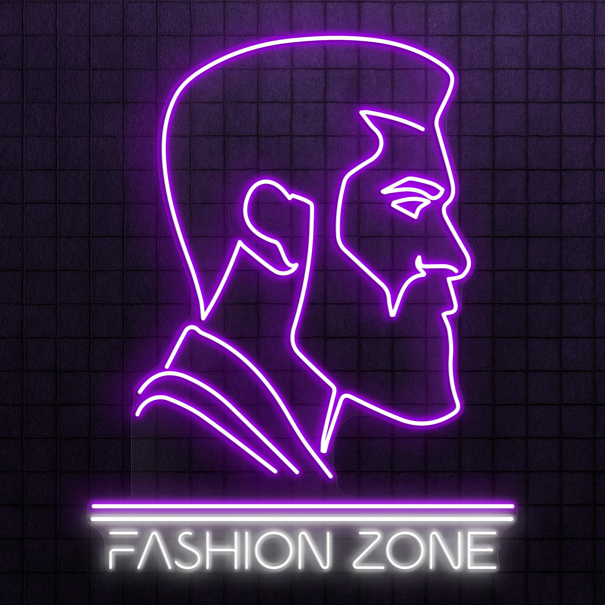 Fashion Zone Neon Sign, Fashion Zone LED Light, Beard Man Wall Decor, Men's Style Wall Art, Barber Shop Neon Light, Grooming Zone Neon Decor