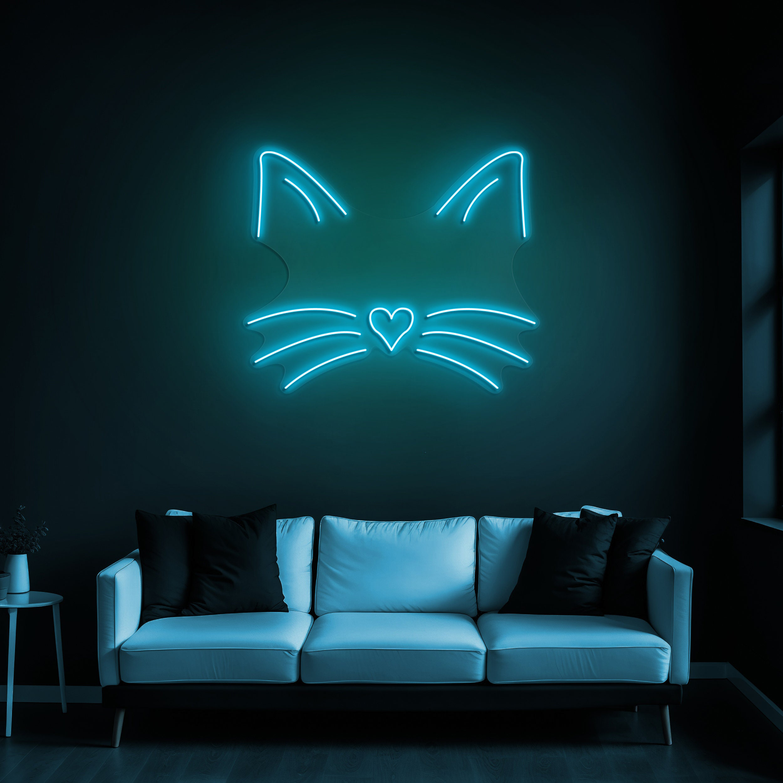 Cat Face Line Art LED Neon Sign, Cute Cat Decor for Kids' Rooms, Perfect Gift for Cat Lovers, Cat Decor, Pet Lover Sign for Home Decor, Gift