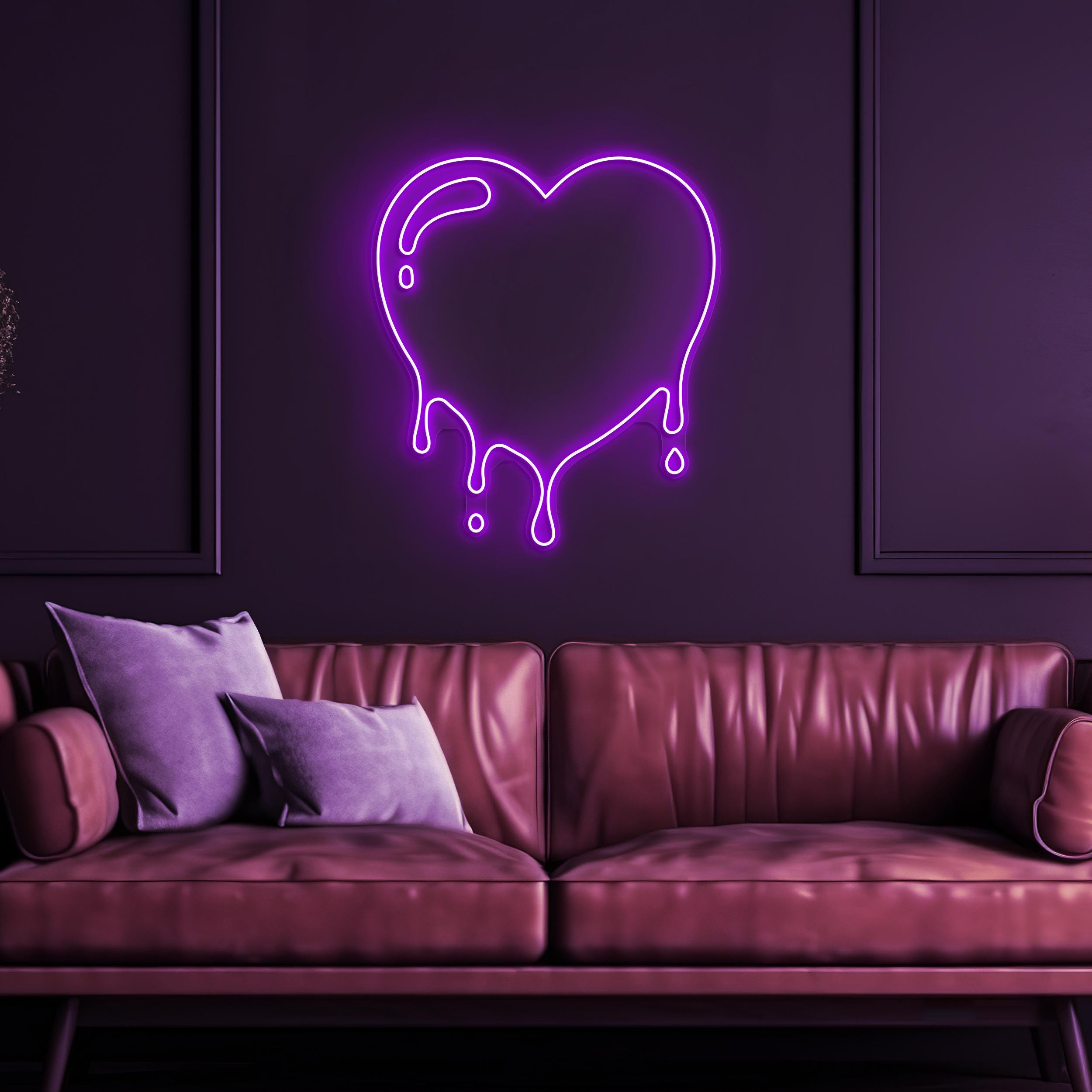 Melting Heart Neon Sign, Melting Heart Light, Heart Wall Decor, Couple Room Wall Art, Romantic Gift, Wedding Party Decor, Led Heart Art