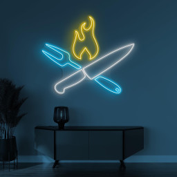 Fork & Knife Neon Sign, Fork Knife LED Light, Fire Wall Decor, Flaming Fork Knife Wall Art, Decor For Restaurants Cafe, Bar and Home Decor