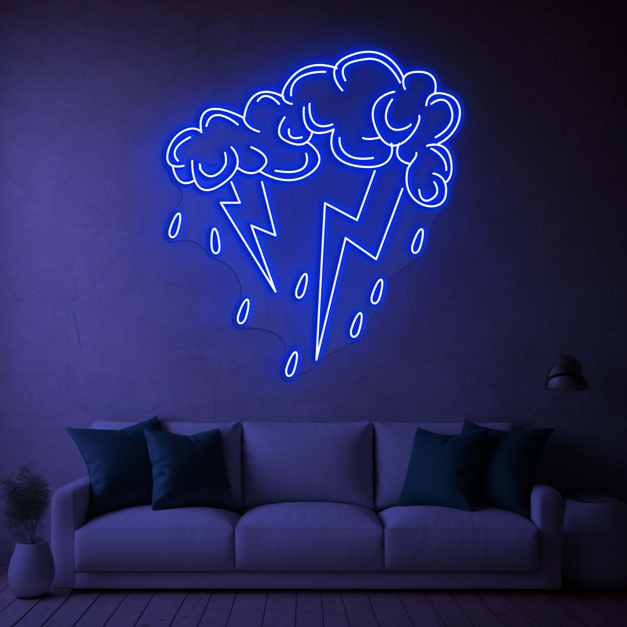 Lightning Cloud Neon Sign, Cloud LED Wall Art, Stormy Weather Decor, Rain Neon Sign, Night Light for Home, Bar, Man Cave, Kids' Room, Gifts