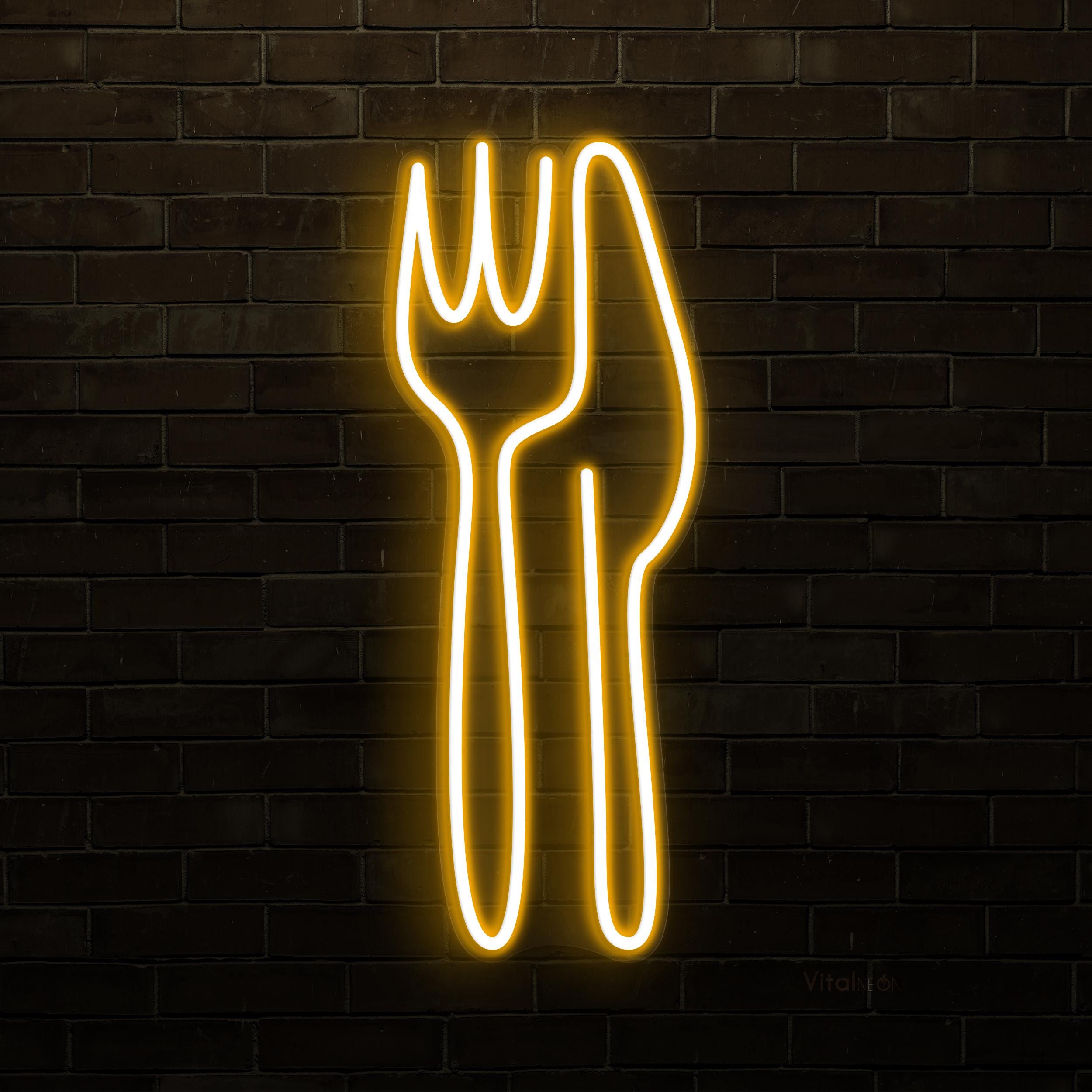 Fork & Knife Neon Sign, Fork and Knife LED Light, Restaurant Wall Art, Kitchen Wall Decor, Home Wall Light, Cafe, Bar Neon Light, Neon Art