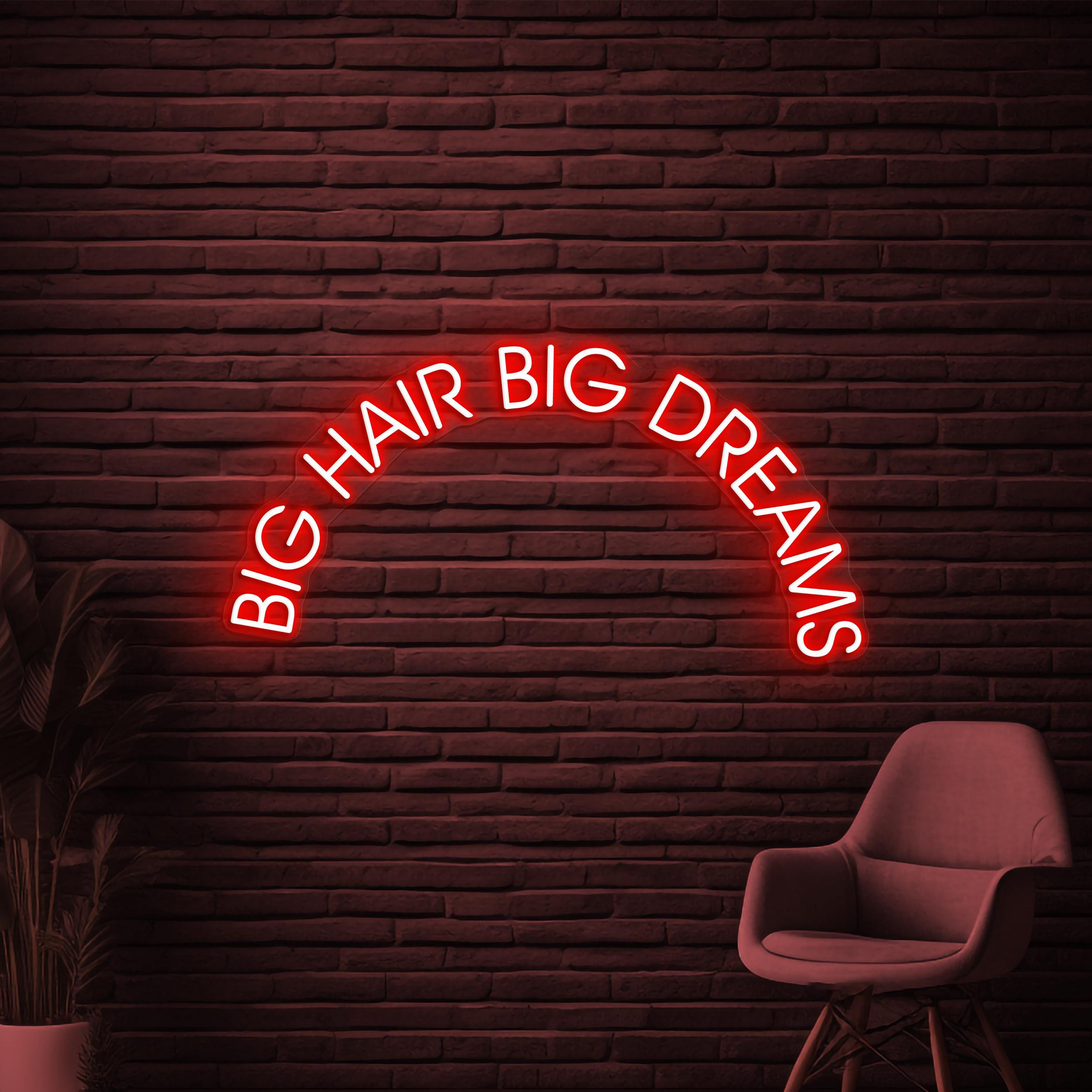 Big Hair Big Dreams Neon Sign, Big Hair Big Dreams LED Light, Beauty Salon Wall Decor, Hair Studio Wall Art, Hair Cut Shop Neon Wall Light
