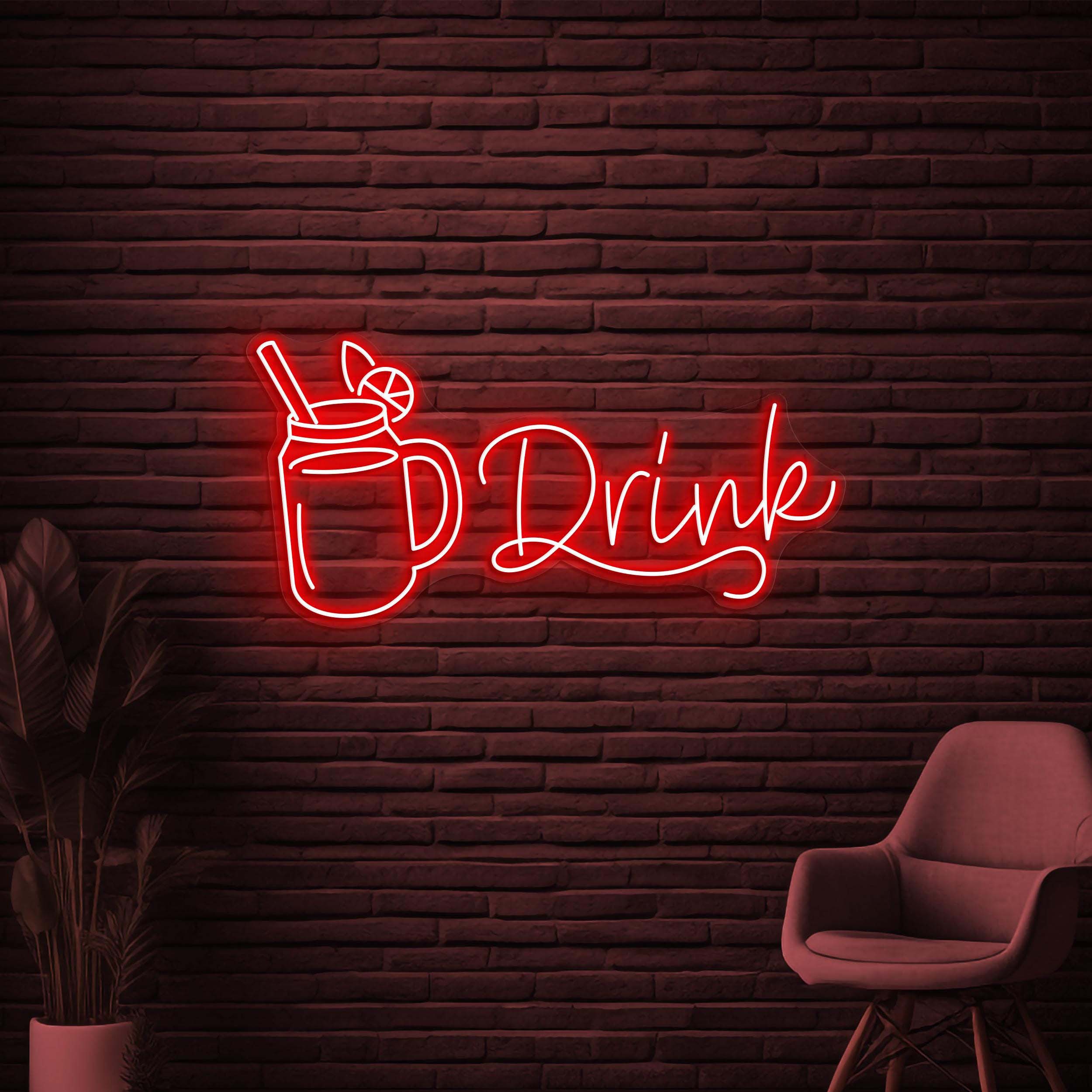 Drink Neon Sign, Drink LED Light, Drink Up Wall Art, Bar Wall Decor, Juice Shop Neon Light, Cocktail Neon Sign, Drunk Art, Drink Corner Sign