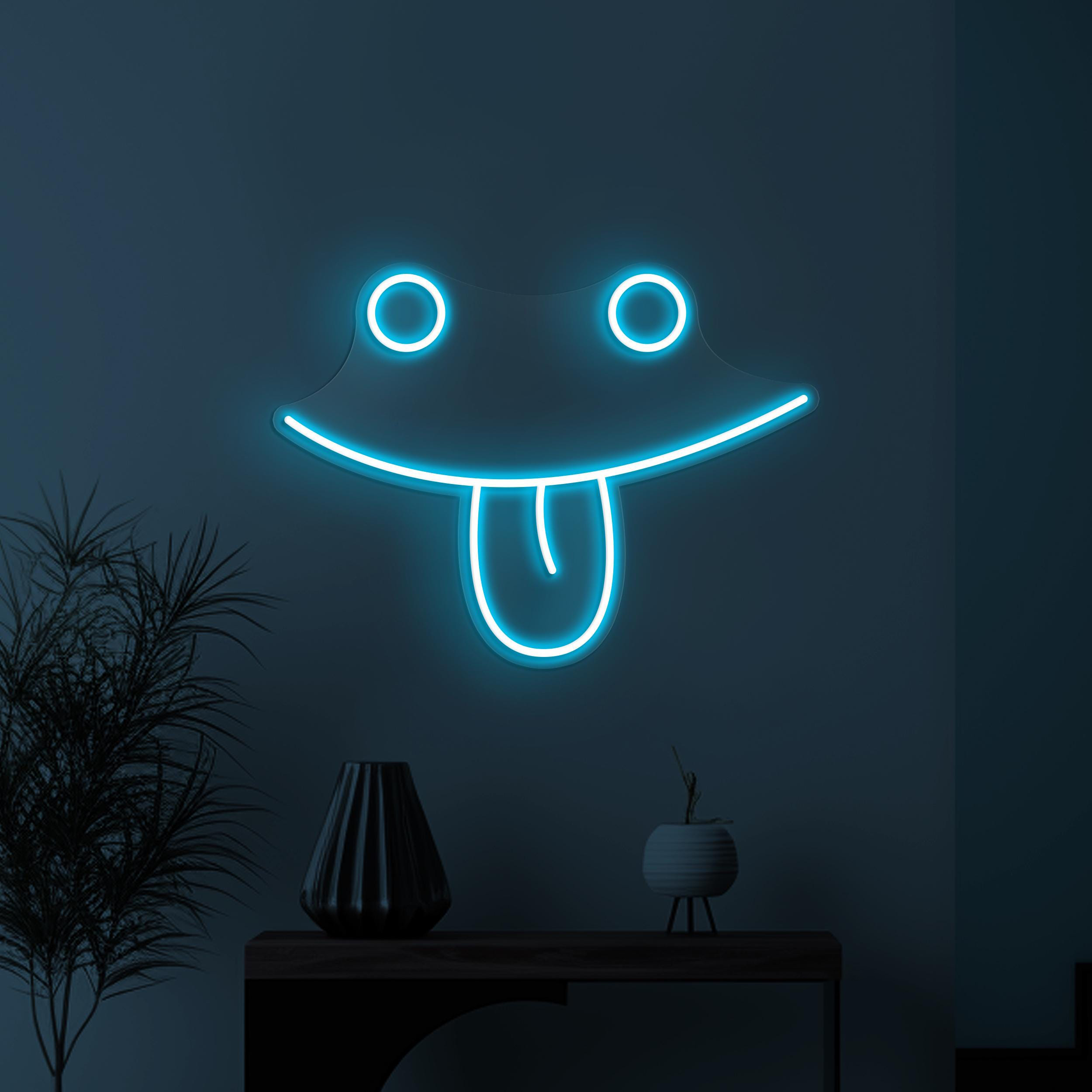 Smiley Face Neon Sign, Smiley Face Emoji LED Light, Tongue Out Wall Decor, Silly Face Wall Art, Kids Room Neon Light, Happy Face Led Sign