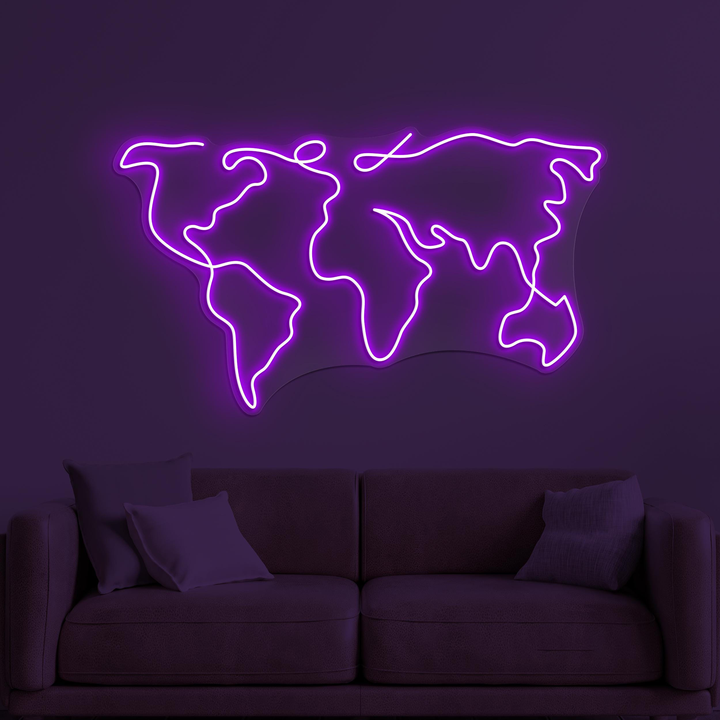 World Map Neon Sign, World Map LED Light, Office Wall Decor, Travel Agency Wall Art, Adventure Neon Light, Global Wall Art, World Led Sign