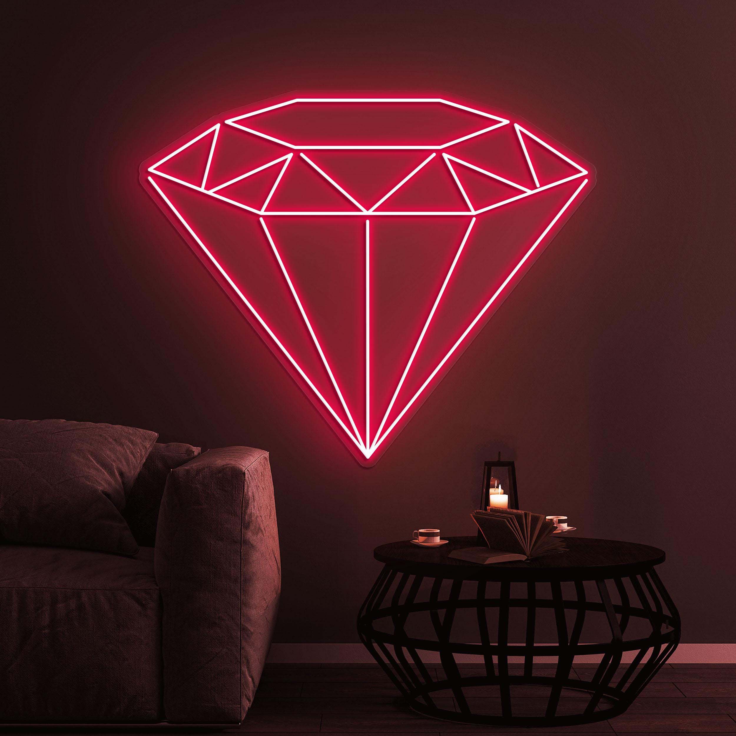 Diamond Neon Sign, Diamond led Wall Decor, Diamond LED Neon Art, Gem Glow Neon Sign, Home Wall Decor, Jewelry Store & Wedding Party Wall Art