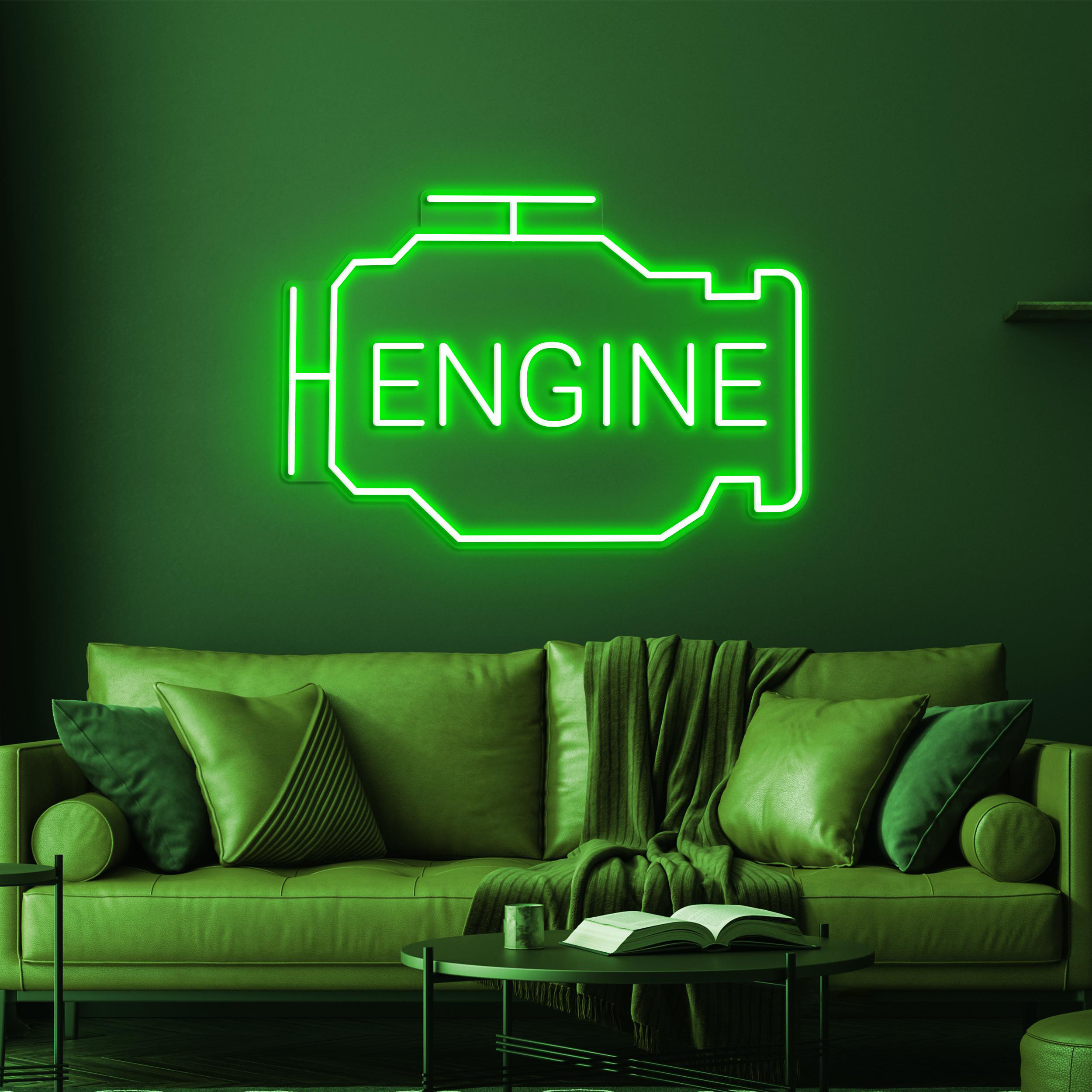 Engine Neon Sign, Engine Led Light, Workshop Wall Decor, Mechanic Neon Art, Car Engine Neon Sign, Birthday Gift For Dad, Garage Wall Decor