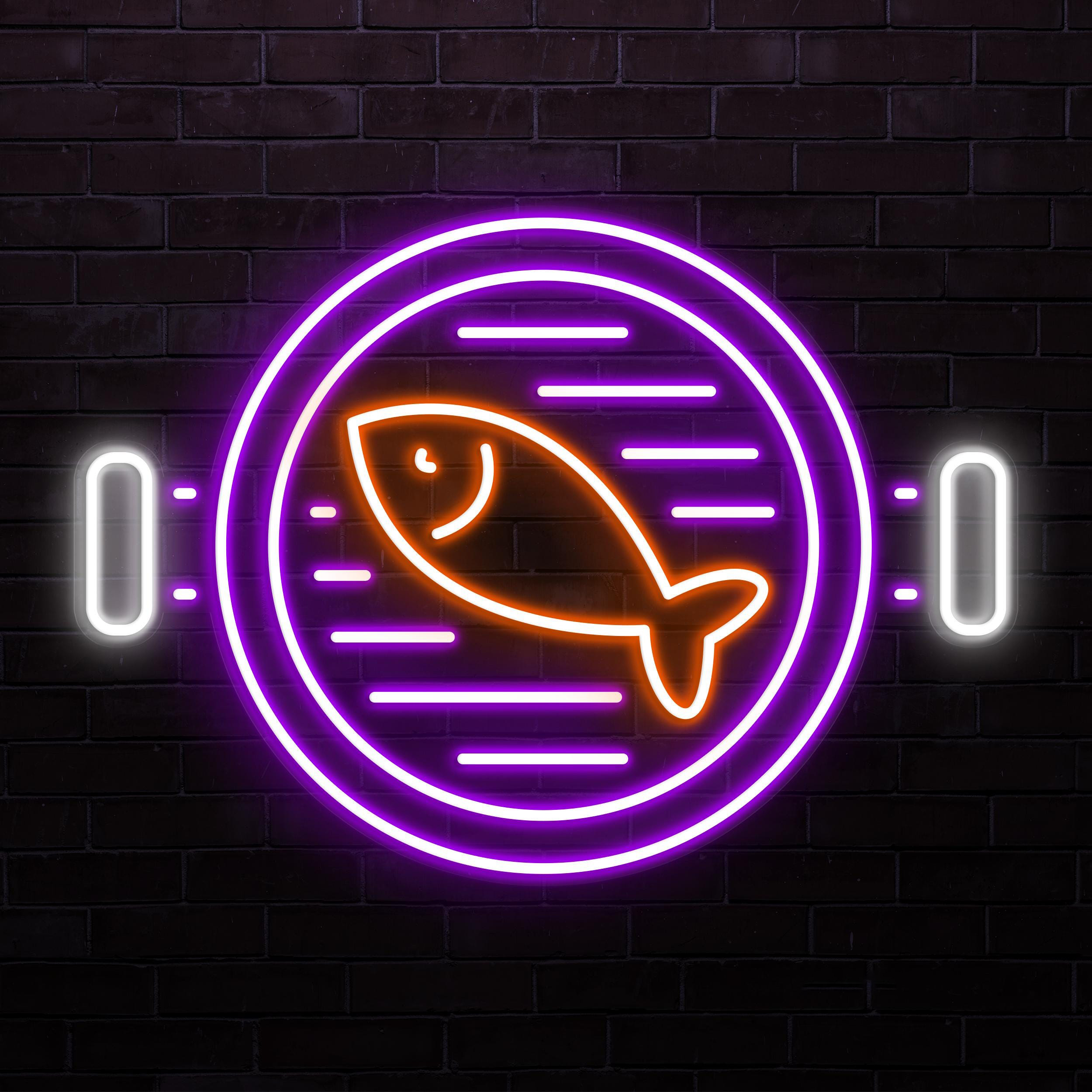 Fish in Pan Neon Sign, Fish in Pan LED Light, Seafood Restaurant Wall Art, Cooking Fish Neon Sign, Kitchen Wall Decor, Gift For Fish Lover