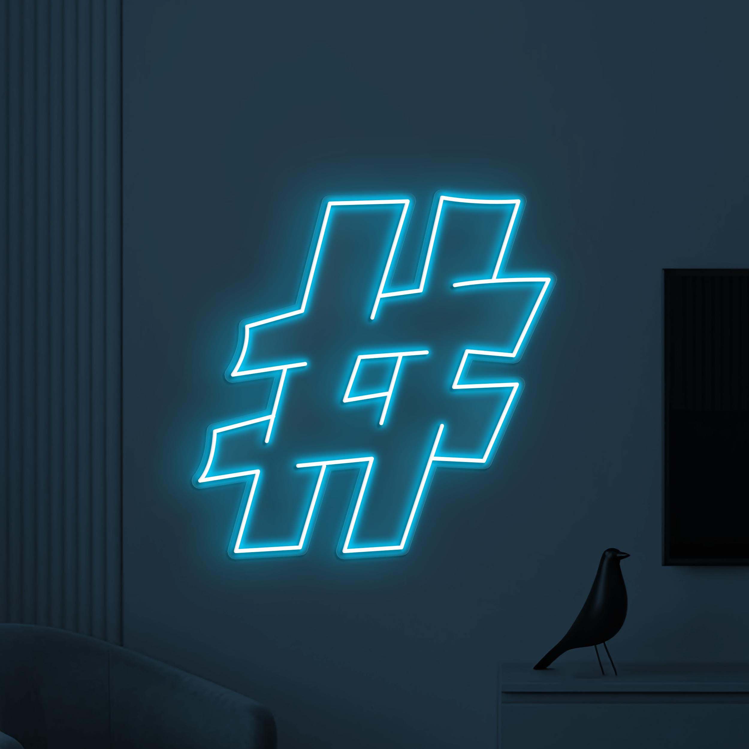 Hashtag Neon Sign, Hashtag LED Light, Social Media Wall Decor, Socialite Neon Art, Personalized Sign, Office Neon Light, Trending Now Sign