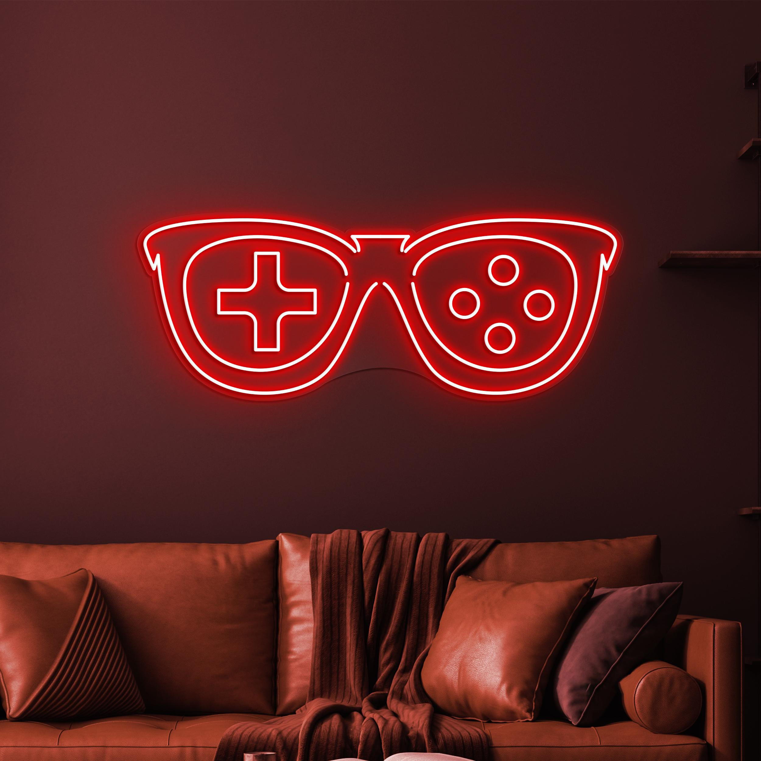 Gaming Glasses Neon Sign, Gaming Glasses LED Light, Sunglasses Shop Wall Art, Glasses For Gamer Sign, Game Room Neon Light, Game Lover Gift