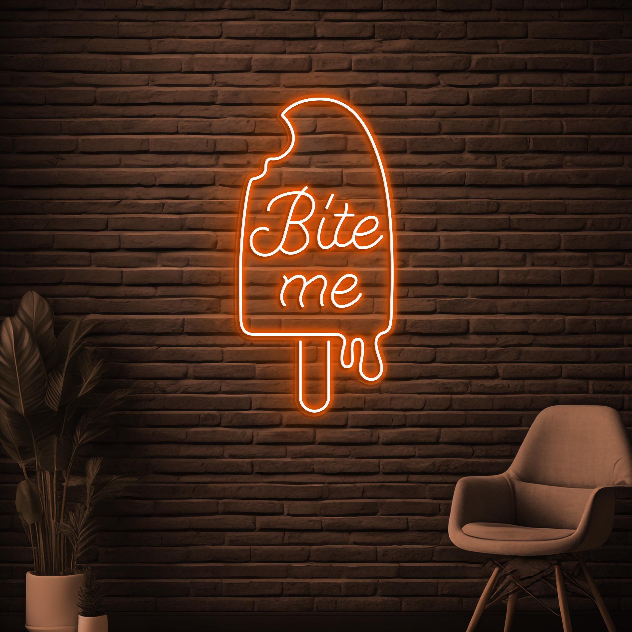 Bite Me Neon Sign, Bite Me LED Light, Ice-cream Wall Decor, Ice-cream Shop Wall Art, Custom Neon Sign, Popsicle Neon Sign, Popsicle Lover