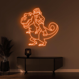Santa on Dinosaur Neon Sign, Santa on Dinosaur LED Light, Christmas Art, Santa Claus Decor, Dino Art, Kids & Game Room Decor, Christmas Gift