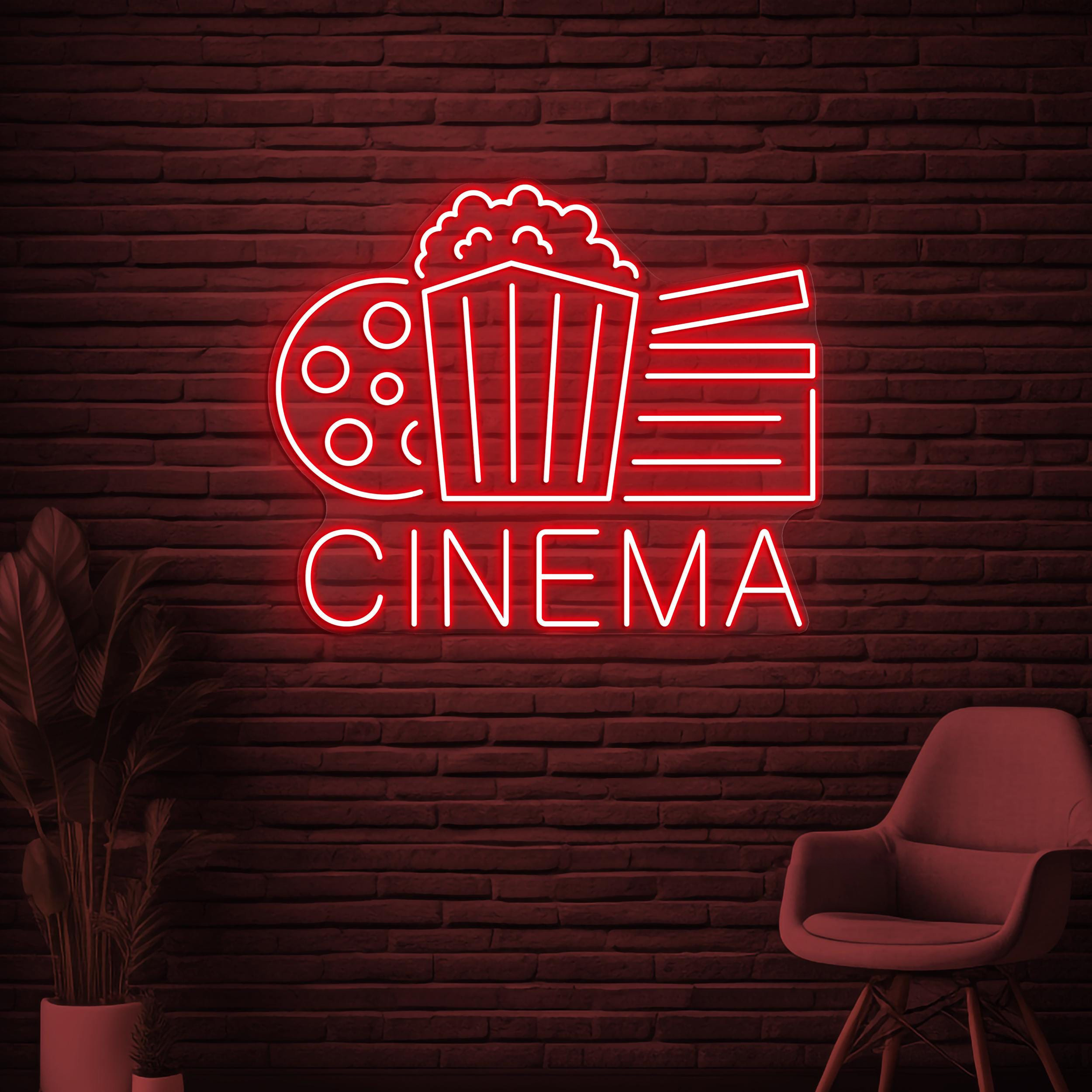 Cinema Neon Sign, Cinema LED Light, Cinema Room Wall Decor, Movie Theater Neon Art, Cinema Popcorn Sign, Movie Lover Gift, Cinema Home Decor
