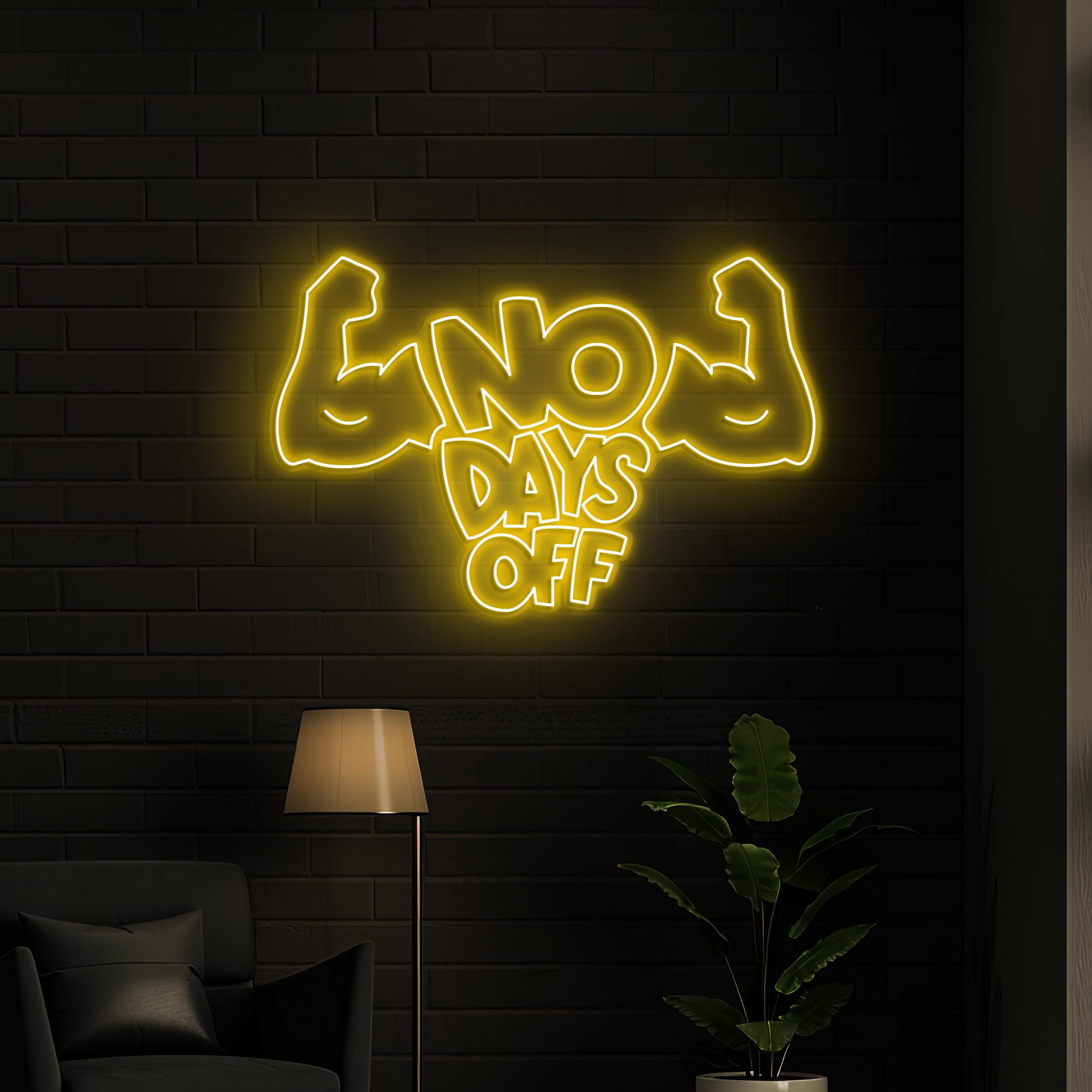 No Days Off Neon Sign, No Days Off LED Light, Gym Motivation Neon Sign, Gym Wall Decor, Home Wall Art, Game & Kids Room Decor, Custom Sign