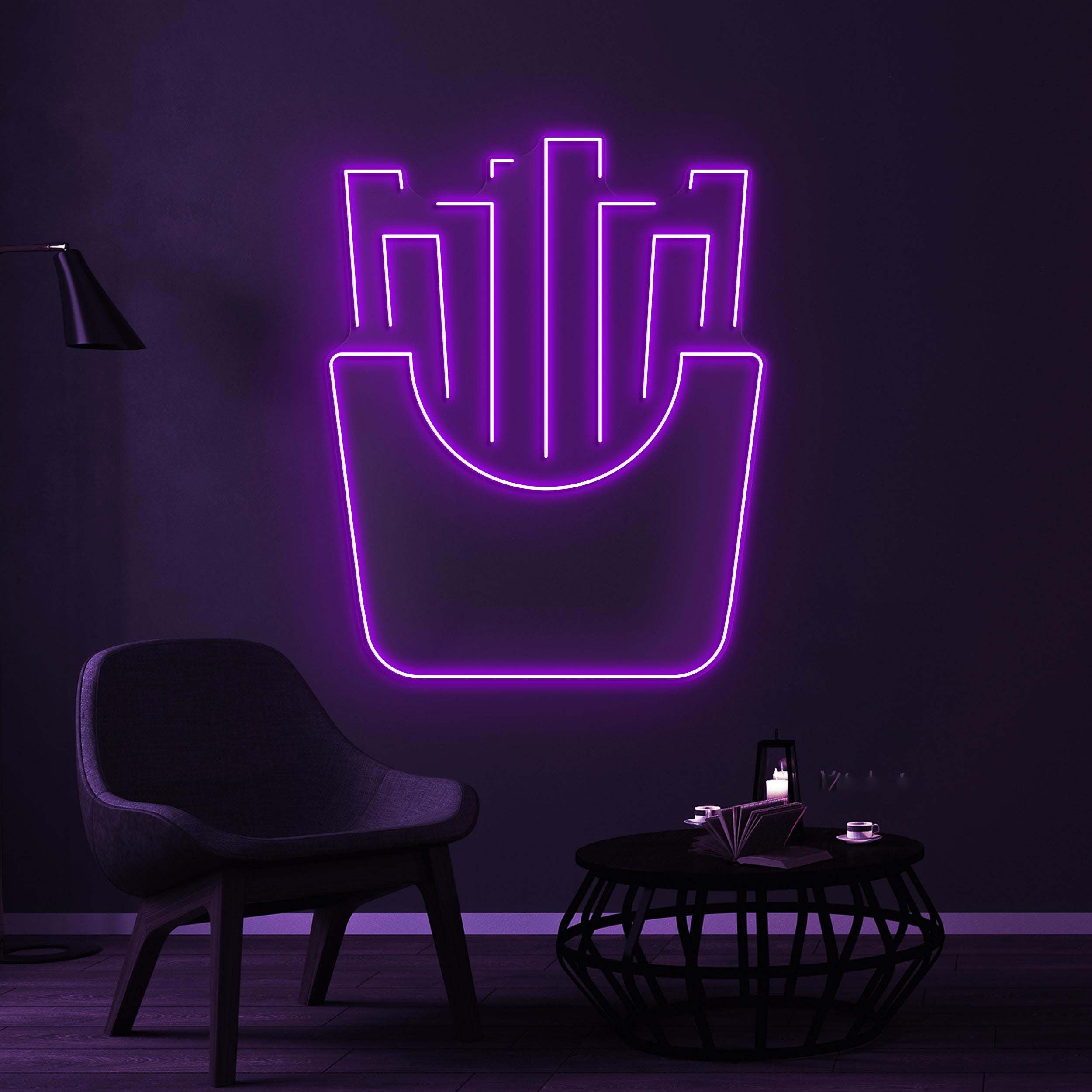 French Fries Neon Sign, French Fries LED Light, Fast Food Neon Decor, Snack Wall Art, Fries Shop Wall Decor, Kitchen Neon Light, Fries Lover
