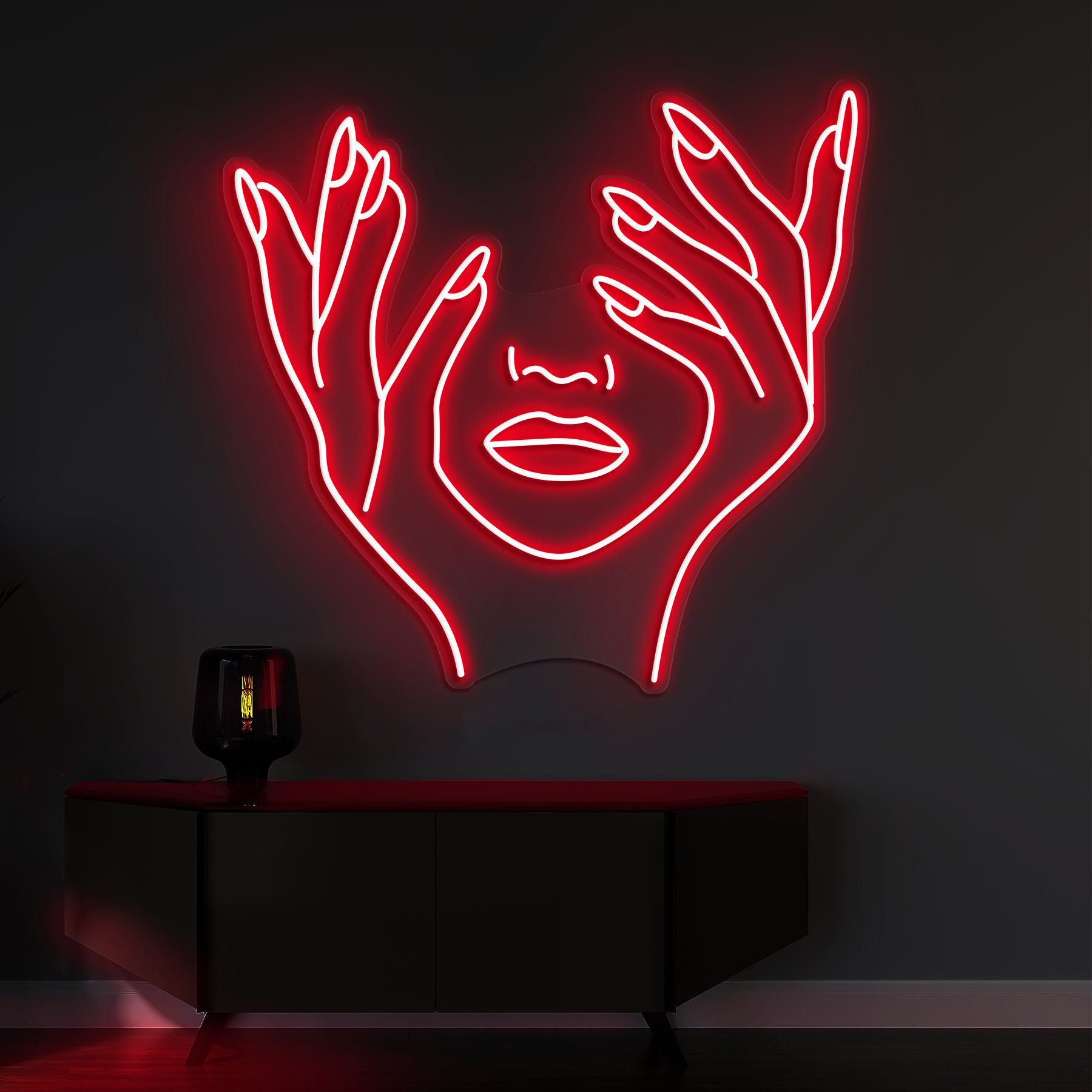 Face Abstract Neon Signs, Nail Art and Beauty Decor for Salons, Shops, and Rooms, Light Up Signs for Makeup Rooms and Party Decorations,Gift