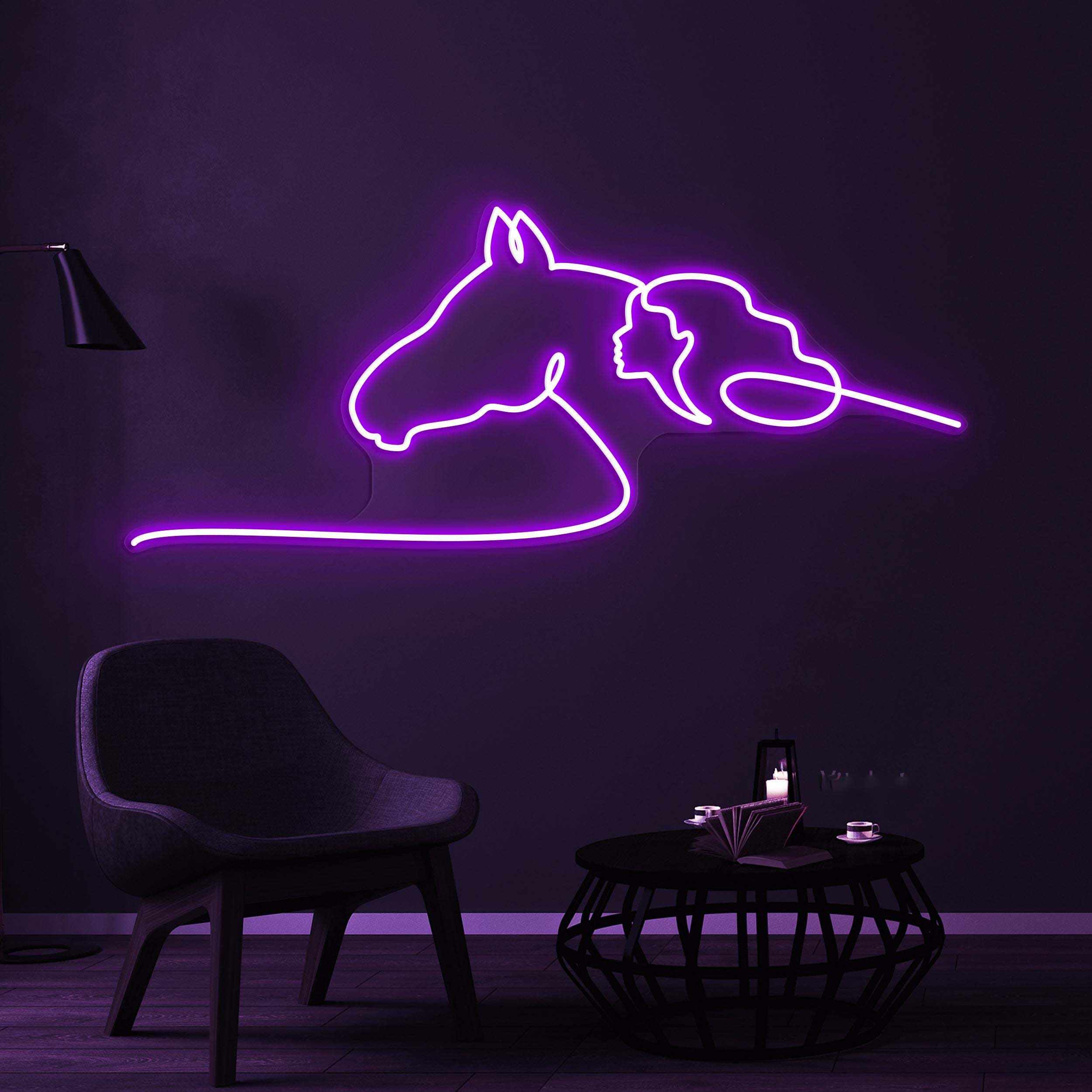Horse and Woman Neon Sign, Horse and Woman LED Light, Girl Horse Riding Wall Art, Animal Shop Wall Decor, Horse Ride Club Light, Horse Lover