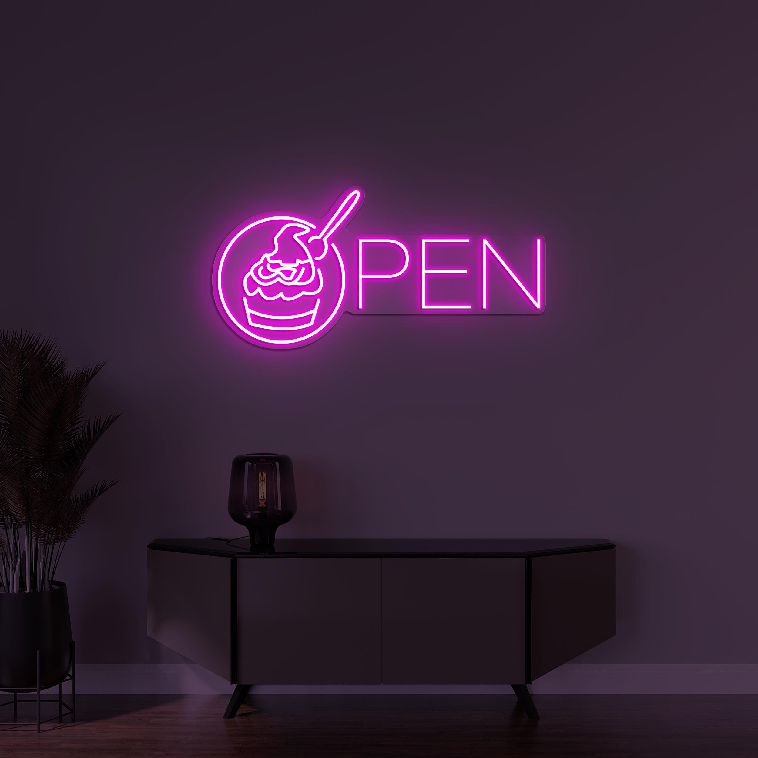 Cupcake Open Neon Sign, Cupcake Open LED Light, Cake Shop Wall Art, Business Logo Sign, Sweet Shop Neon Art, Dessert Shop Decor, Custom Sign
