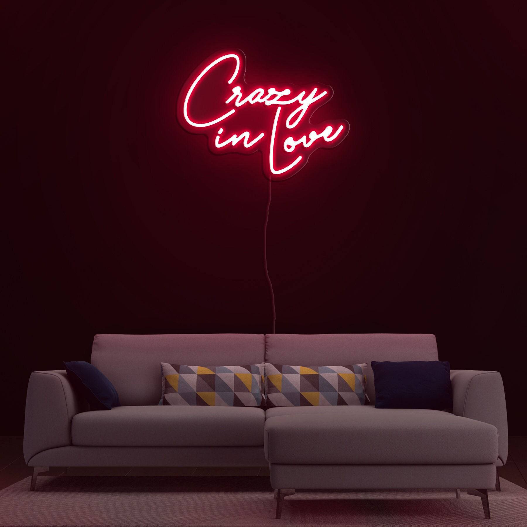 Crazy in Love Neon Sign, Romantic Light Decor for Bedroom, Wall Art Gift, Room & Party Decor, LED Lights for Wedding, Engagement, Birthday