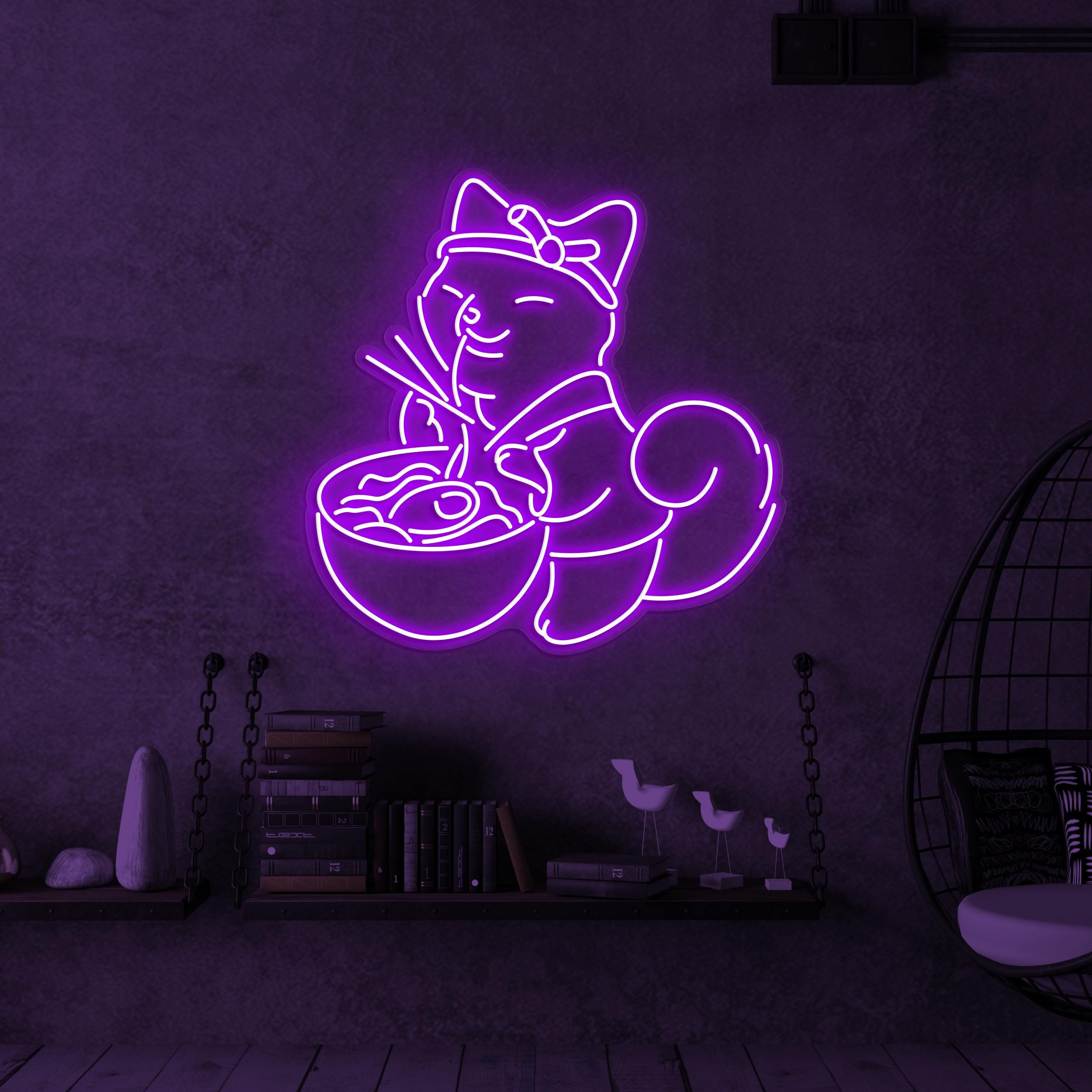 Ramen Cat Neon Sign, Cat Ramen LED Light, Japanese Restaurant Wall Decor, Noodle With Cat Neon Sign, Kids Room Wall Art, Lucky Cat Led Sign
