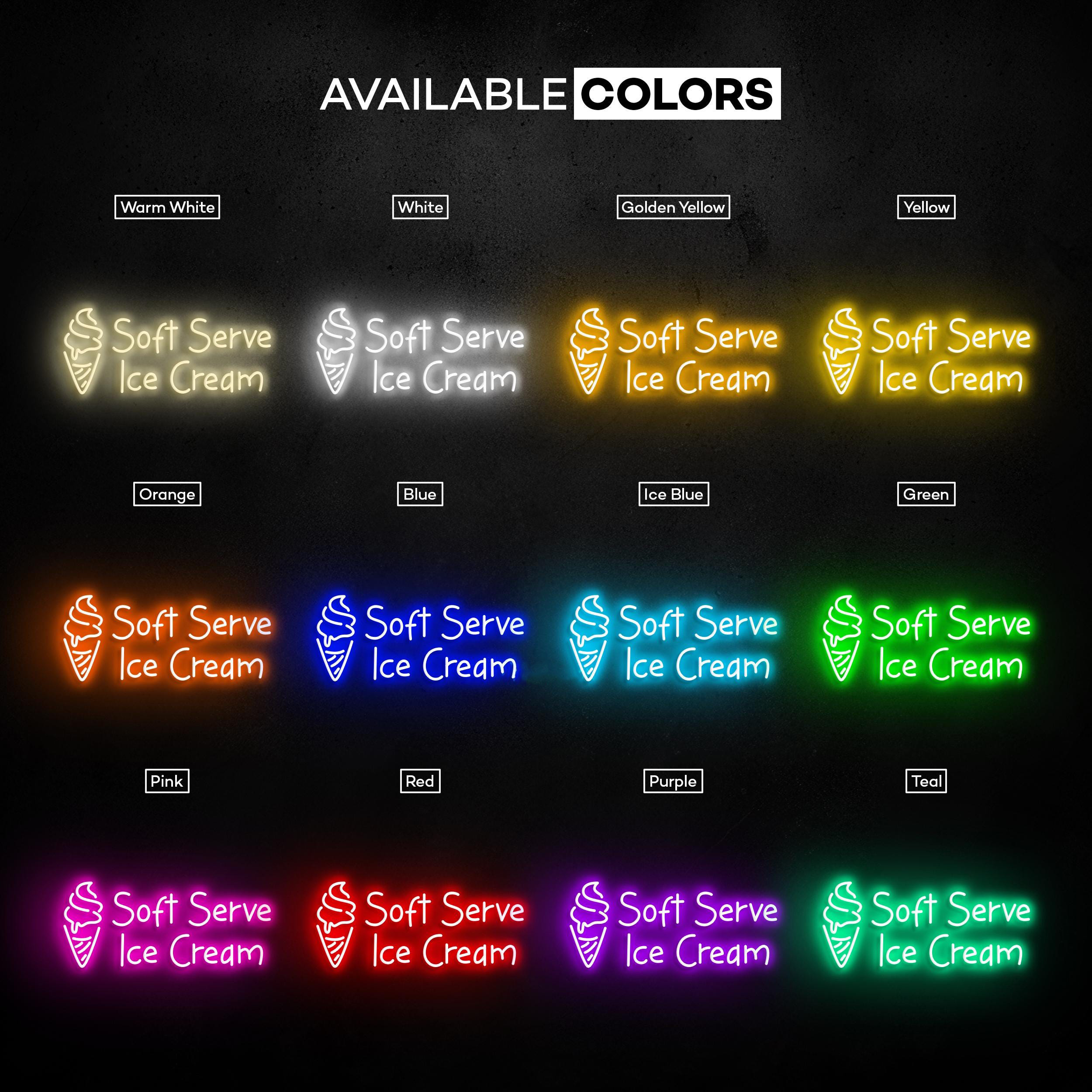 Soft Serve Ice Cream Neon Sign, Soft Serve Ice Cream LED Light, Sweet Dish Wall Art, Dessert Led Sign, Ice Cream Shop Decor, Ice Cream Lover