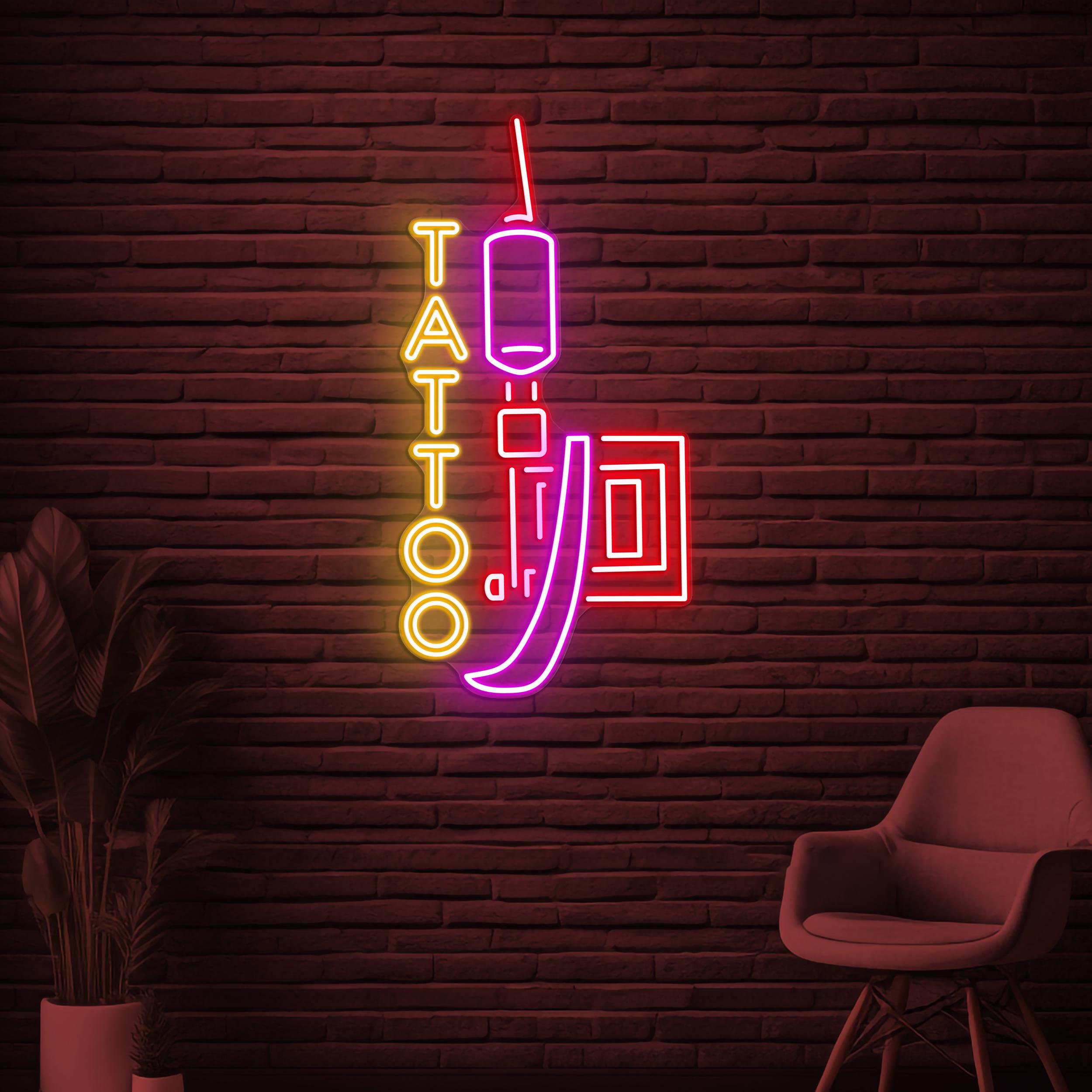 Tattoo Neon Sign, Tattoo LED Light, Tattoo Machine Wall Decor, Tattoo Artist Room Wall Art, Custom Tattoo Sign, Tattoo Studio Wall Light