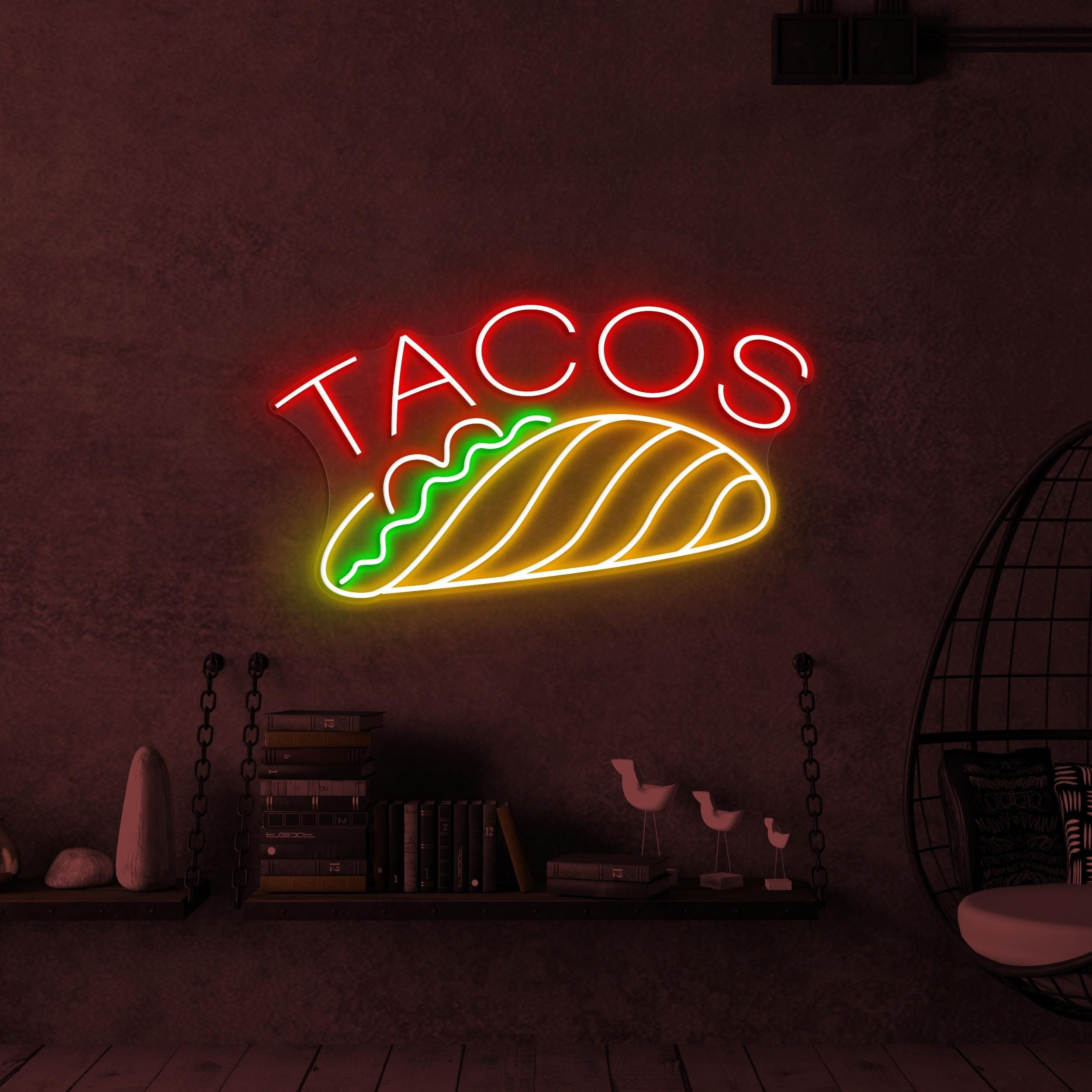 Taco Neon Sign, Taco LED Light, Restaurant Wall Decor, Street Food Wall Art, Fast Food Led Sign, Mexican Food Neon Sign, Mexican Taco Art