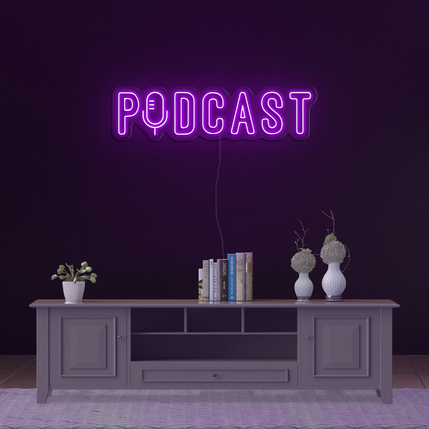 Podcast Neon Sign, LED Wall Decor for Home Studio, Unique Podcasting Room Art, Custom Neon Light, Personalized Podcast Sign, Gift Idea