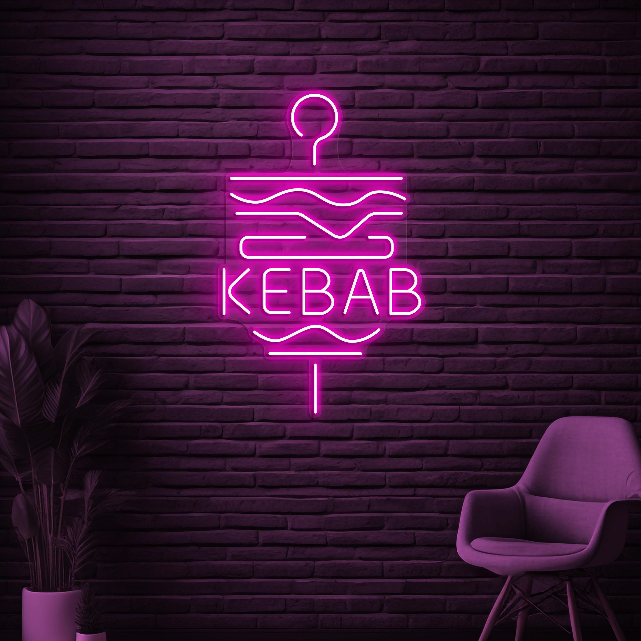 Kebab Neon Sign, Kebab Neon Light, Restaurant Wall Decor, Doner Kebab Neon Art, BBQ Neon Wall Art, BBQ Shop Led Sign, Gift for Kebab Lover