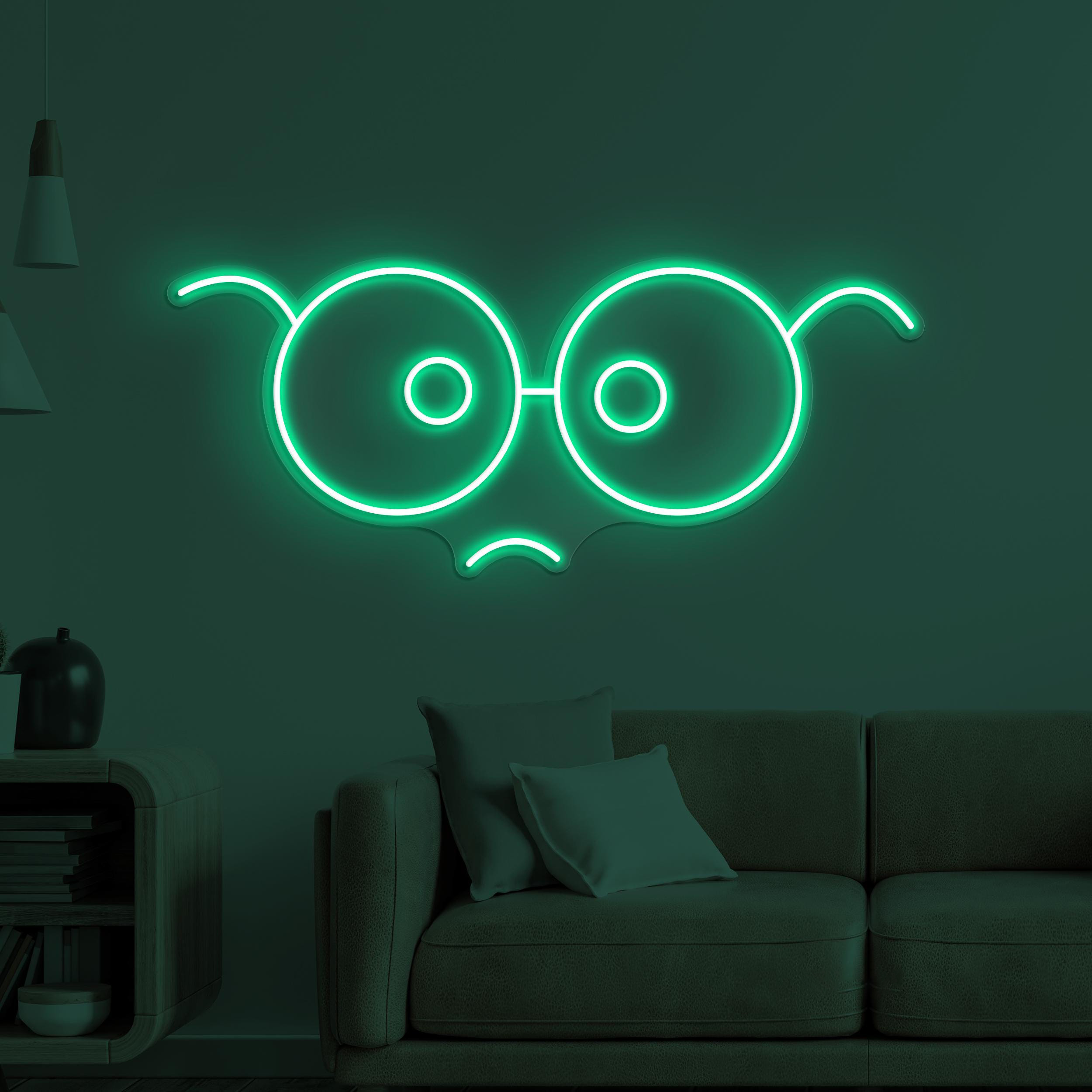 Glasses Face Neon Sign, Glasses Emoji LED Light, Sad Glasses Wall Decor, Led Neon Light, Kids Room Neon Sign, Glasses Shop Wall Decor, Gift