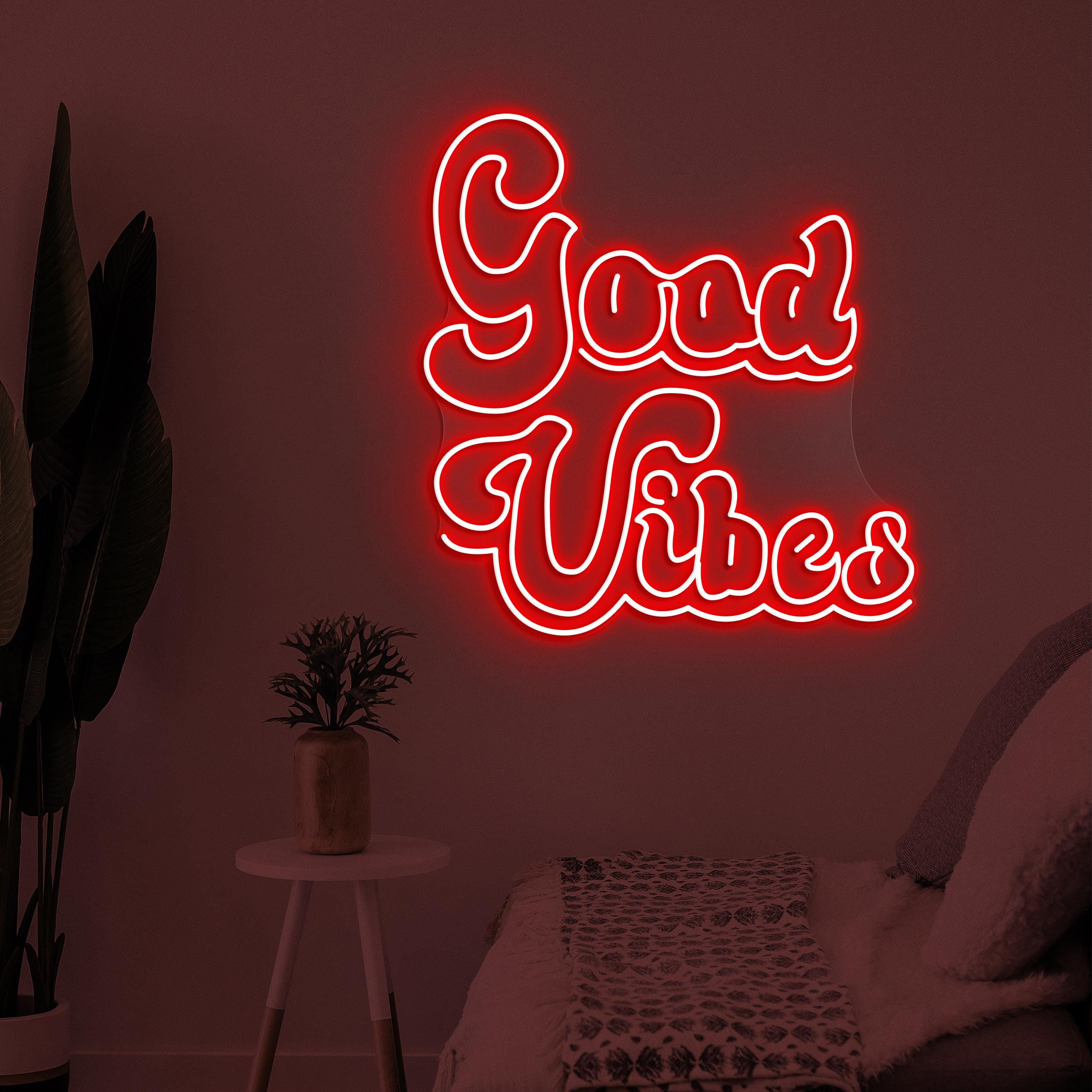 Good Vibes Neon Sign, Good Vibes LED Light, Party Wall Decor, Home Bedroom Wall Art, Bar and Cafe Neon Light, Positive Energy Neon Decor