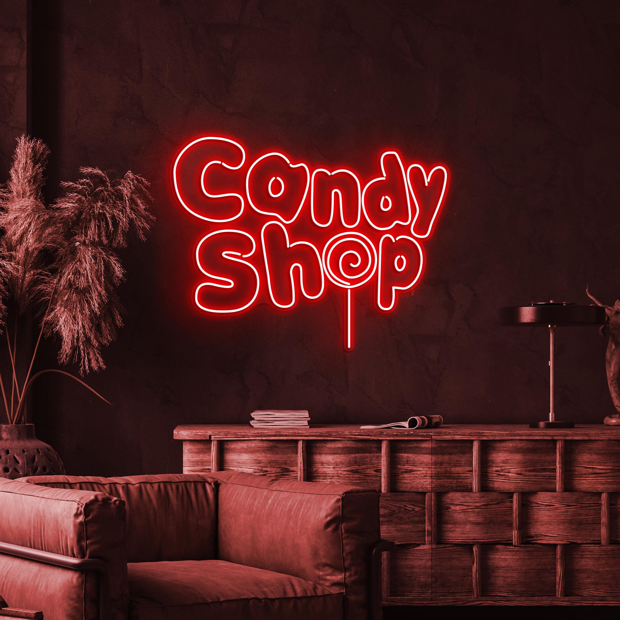 Candy Shop Neon Sign, Candy Shop LED Sign, Lollipop Candy Decor, Halloween Christmas Decor, Dessert Shop Art, Party Decor, Business Sign