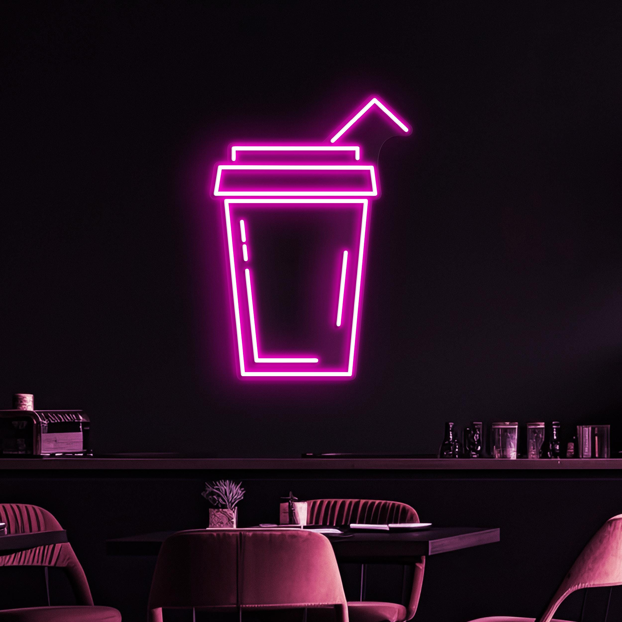 Drink Cup Neon Sign, Drink Cup LED Light, Juice Bar Wall Art, Kitchen Decor, Cafe & Bar Neon Light, Refreshing Drink Decor, Drink Corner Art