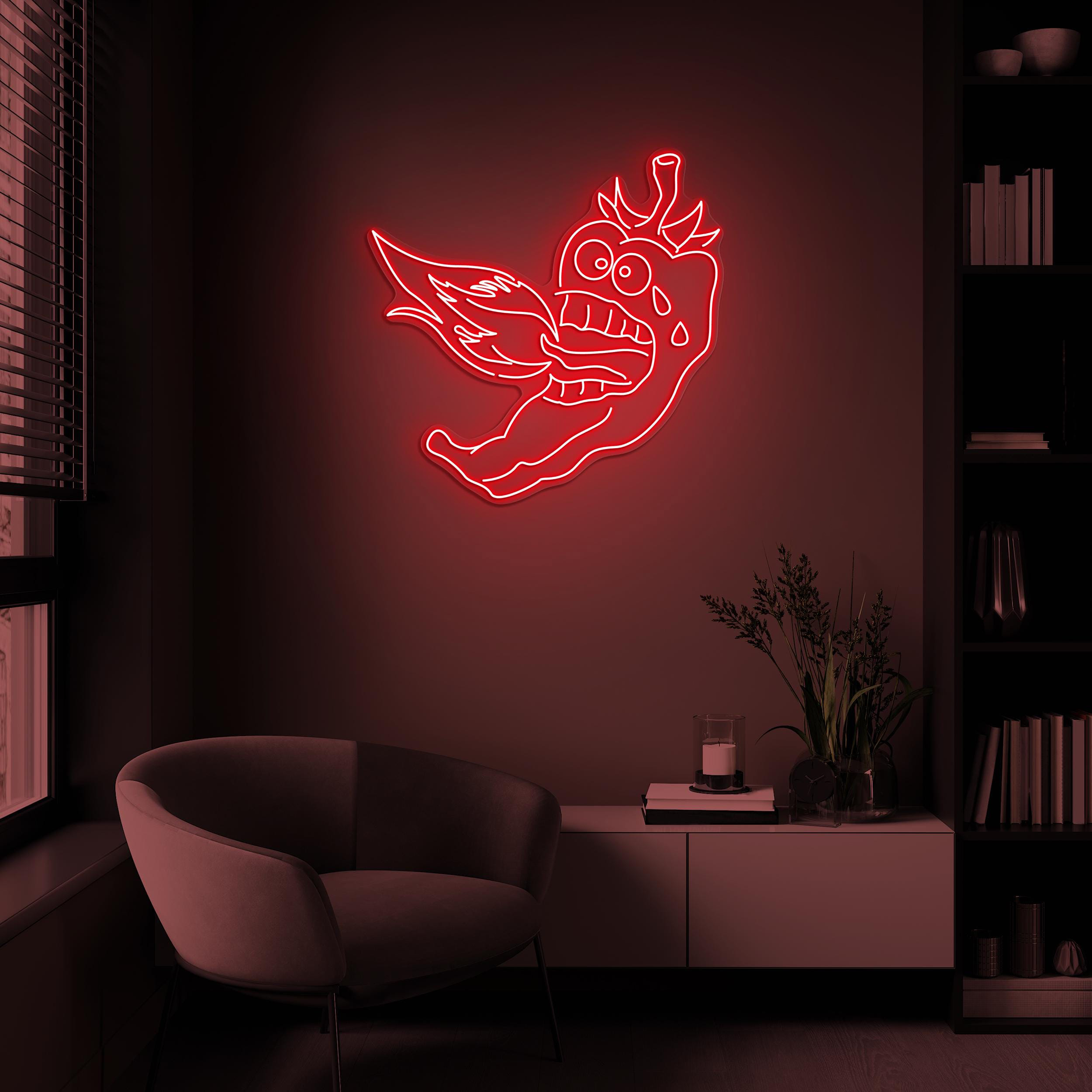 Crying Chili Pepper Neon Sign, Crying Chilly Pepper LED Sign, Hot Pepper Wall Decor, Mexican Pepper Sign, Restaurant Wall Decor, Spicy Sign