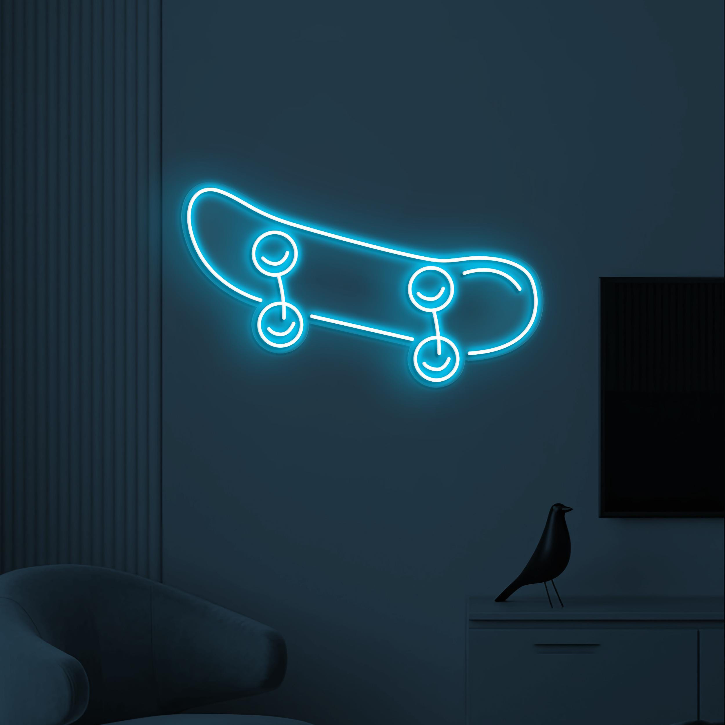 Skateboard Neon Sign, Skateboard Neon Light, Game Room Wall Decor, Game Zone Wall Art, Skateboard Club Neon Light, Kids Room Led Neon Sign