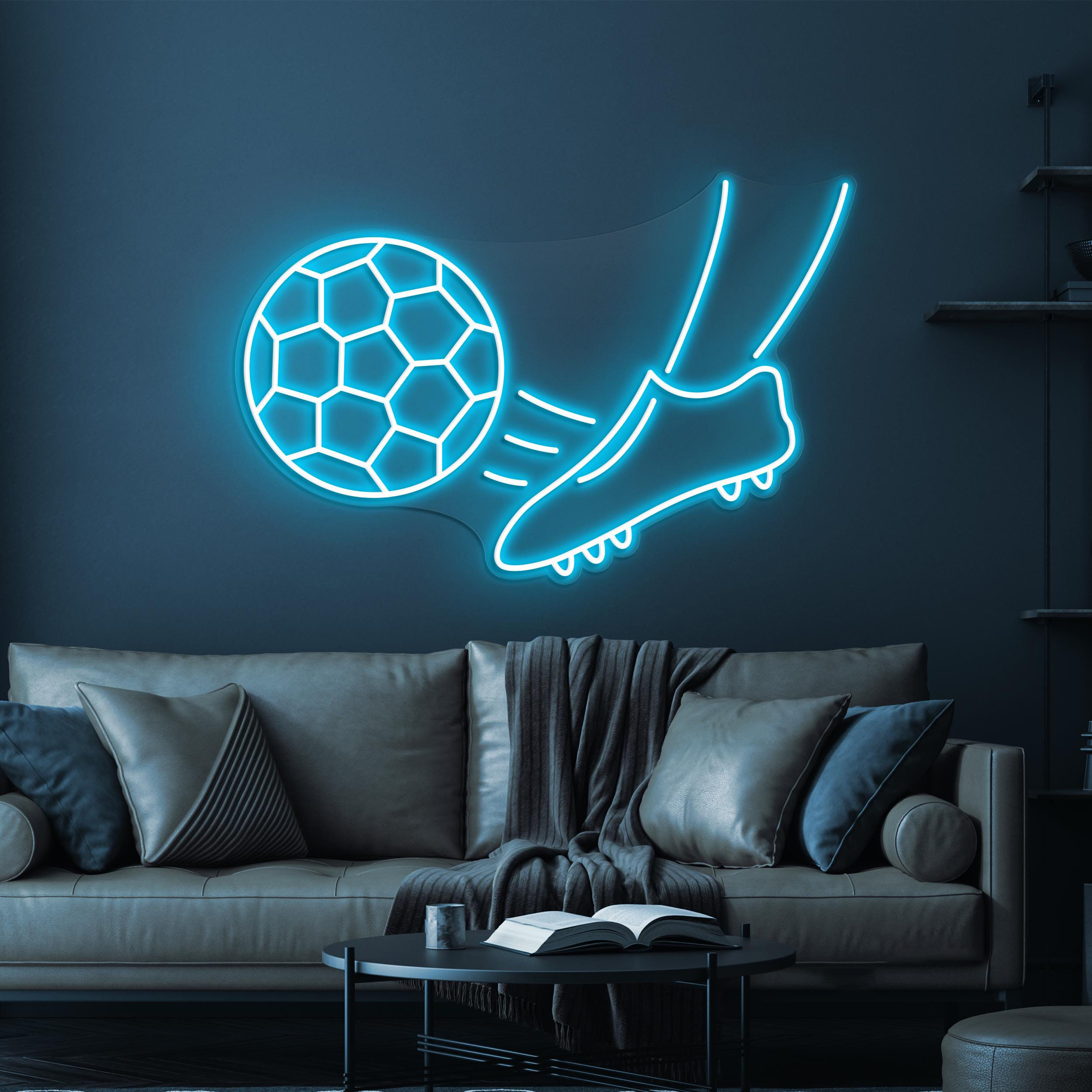 Foot Ball Kick Neon Sign, Ball Kick LED Light, Soccer Kick LED Neon Art, Sports Shop Wall Decor, Foot Ball Club Wall Art, Game Room Light