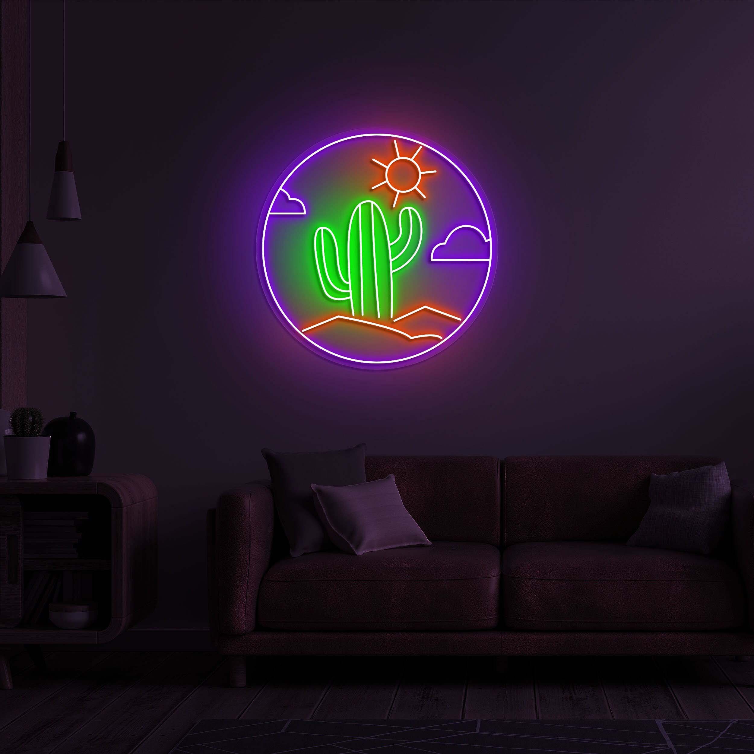 Desert Sunset Neon Light, Cactus Neon Sign for Bars and Southwest Events, Sunset Neon Decor, Gift for Desert Lovers, Cactus Neon Light Decor